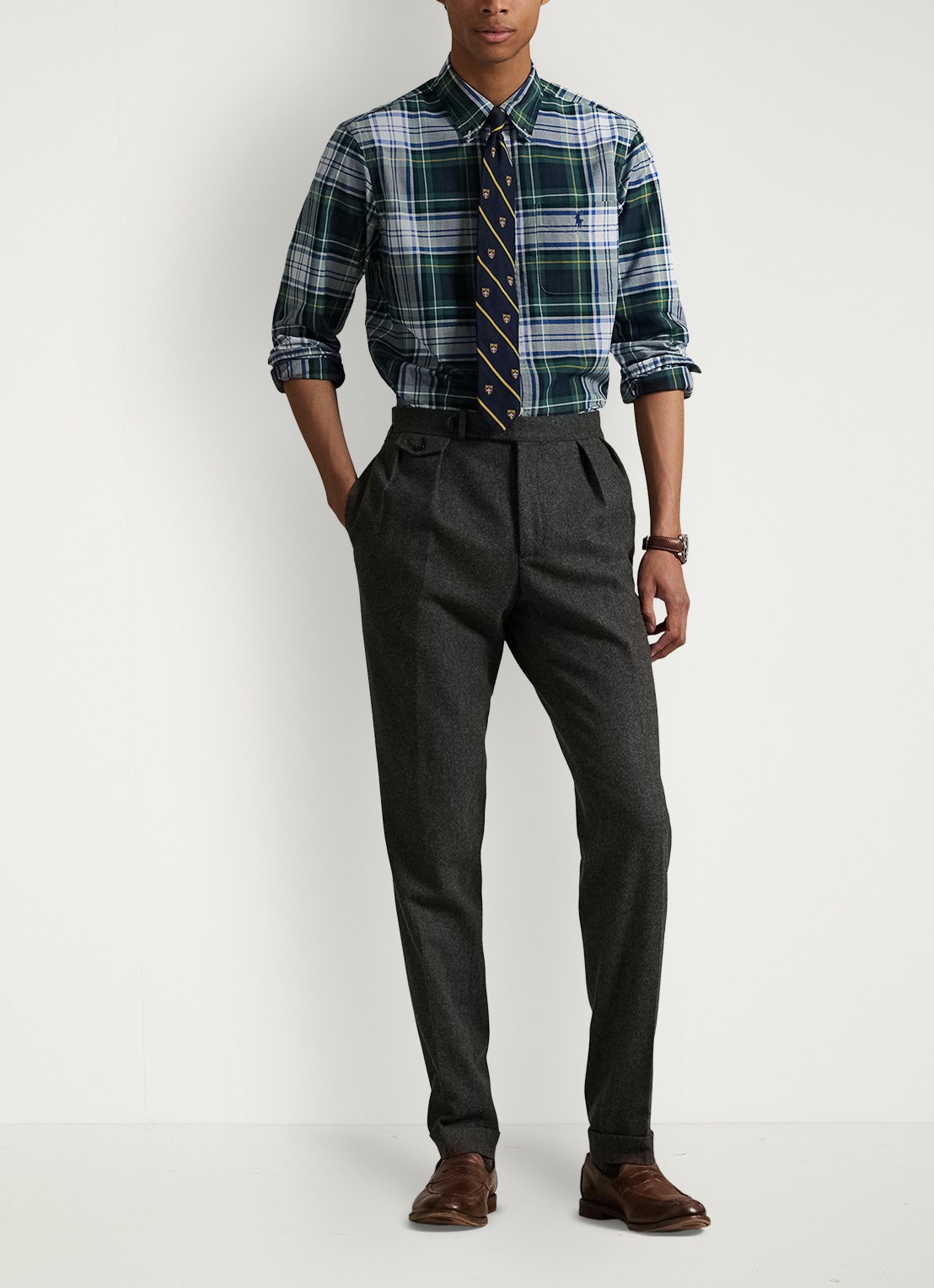 Ralph Lauren Regular fit overhemd met logoborduring - voorkant 4 groen