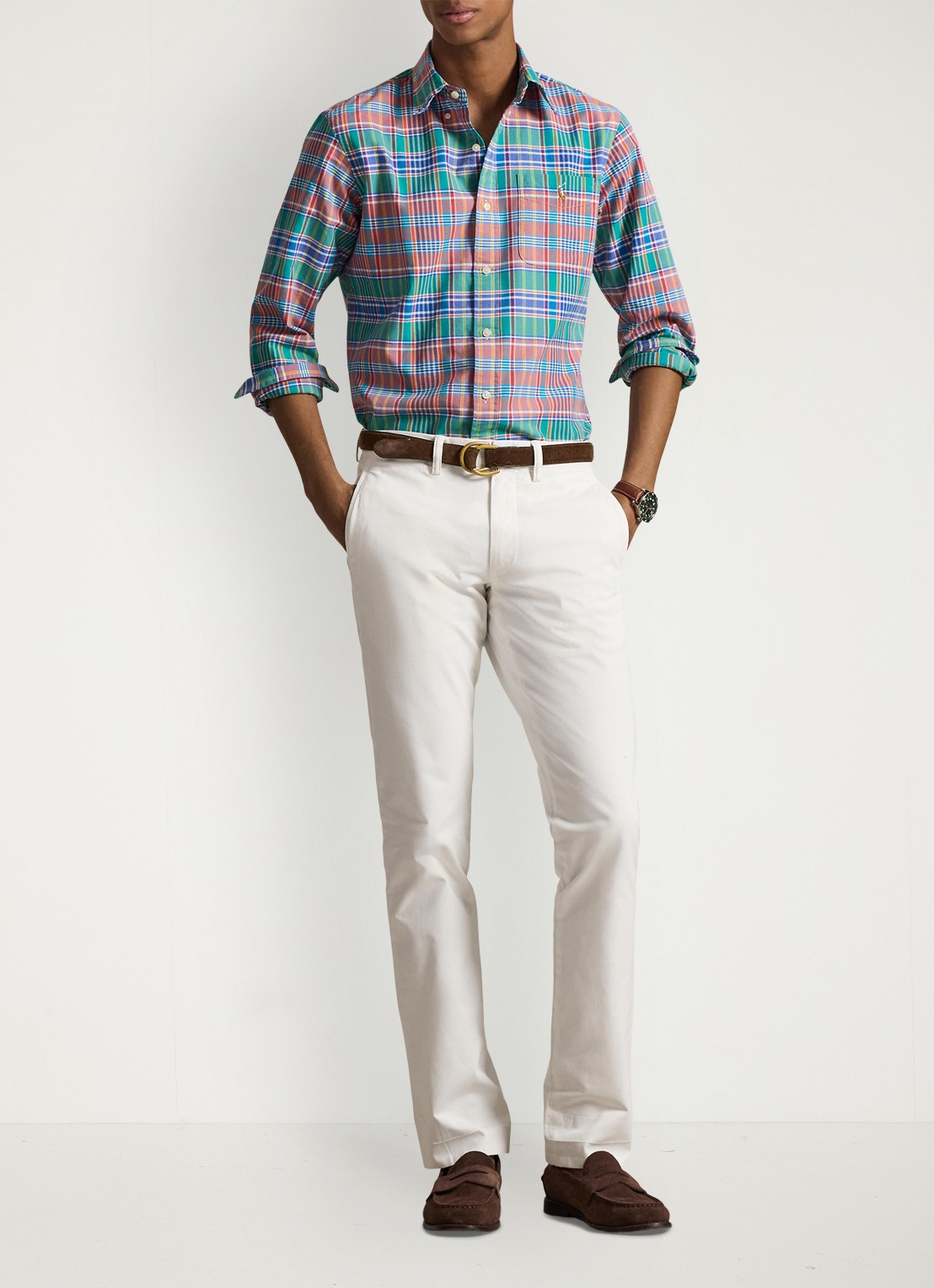 Ralph Lauren Regular fit overhemd met logoborduring - voorkant 2 orange