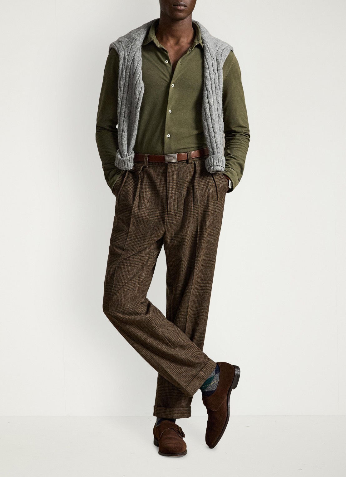 Ralph Lauren Regular fit overhemd met logoborduring - detail 3 outdoors olive / olijfgroen