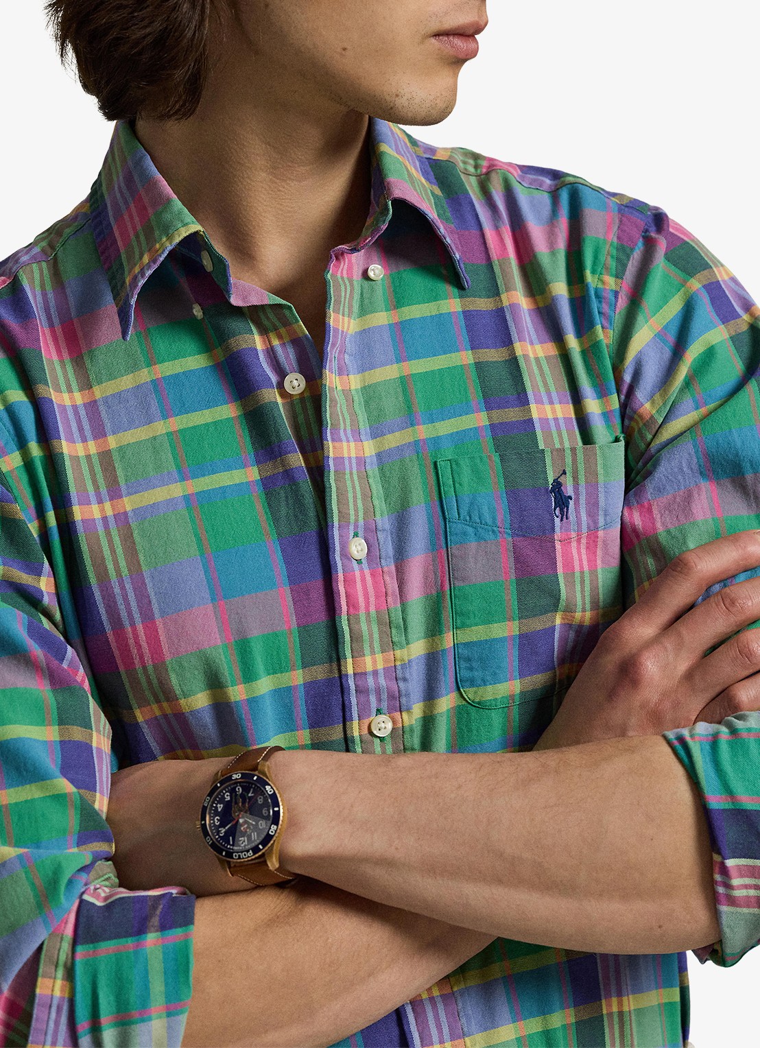 Ralph Lauren Regular fit overhemd met ruitdessin en borstzak - detail 2 green blue multi / groen