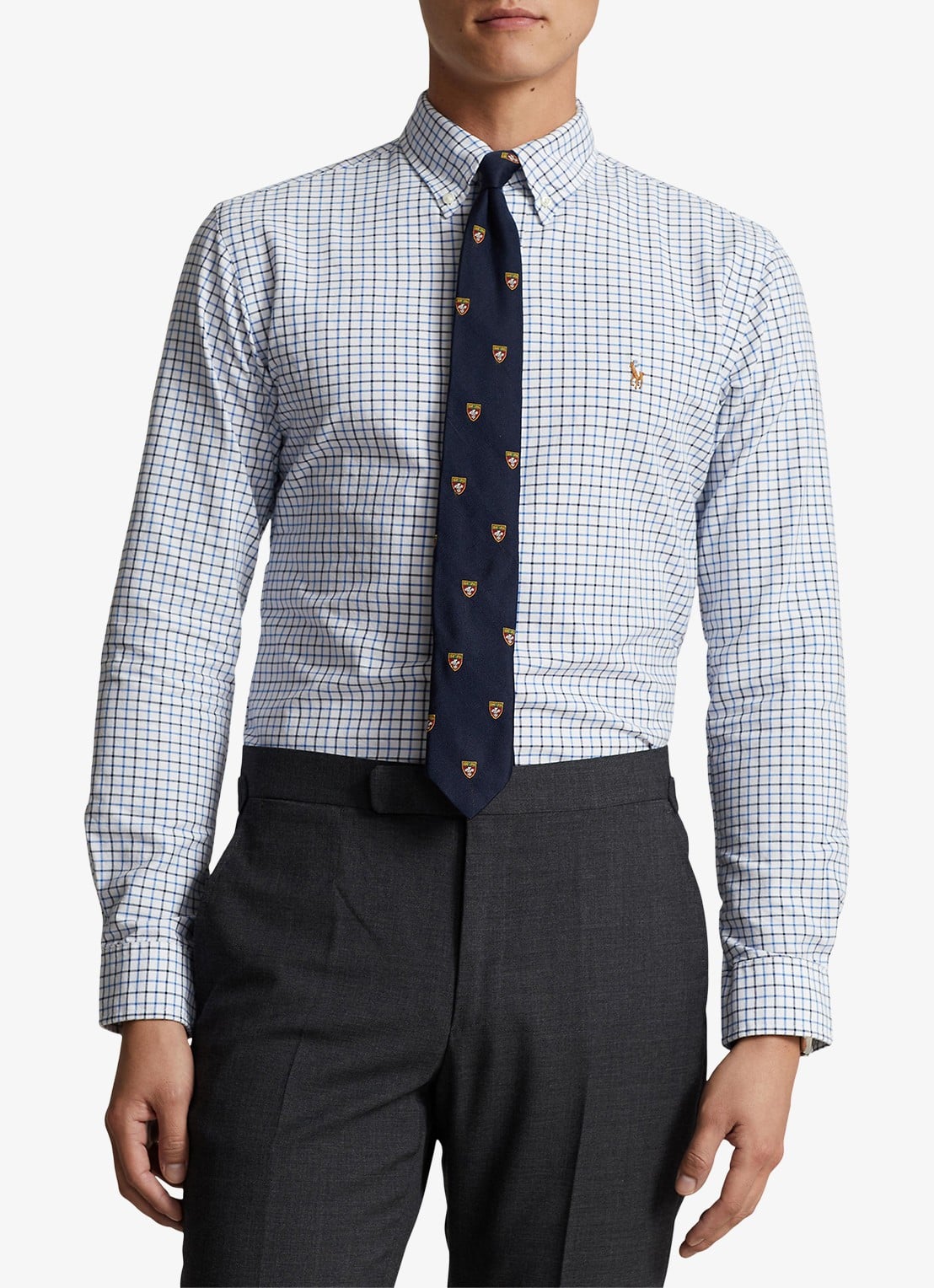 Ralph Lauren Regular fit overhemd met ruitdessin en logoborduring - detail 4 white/blue / wit