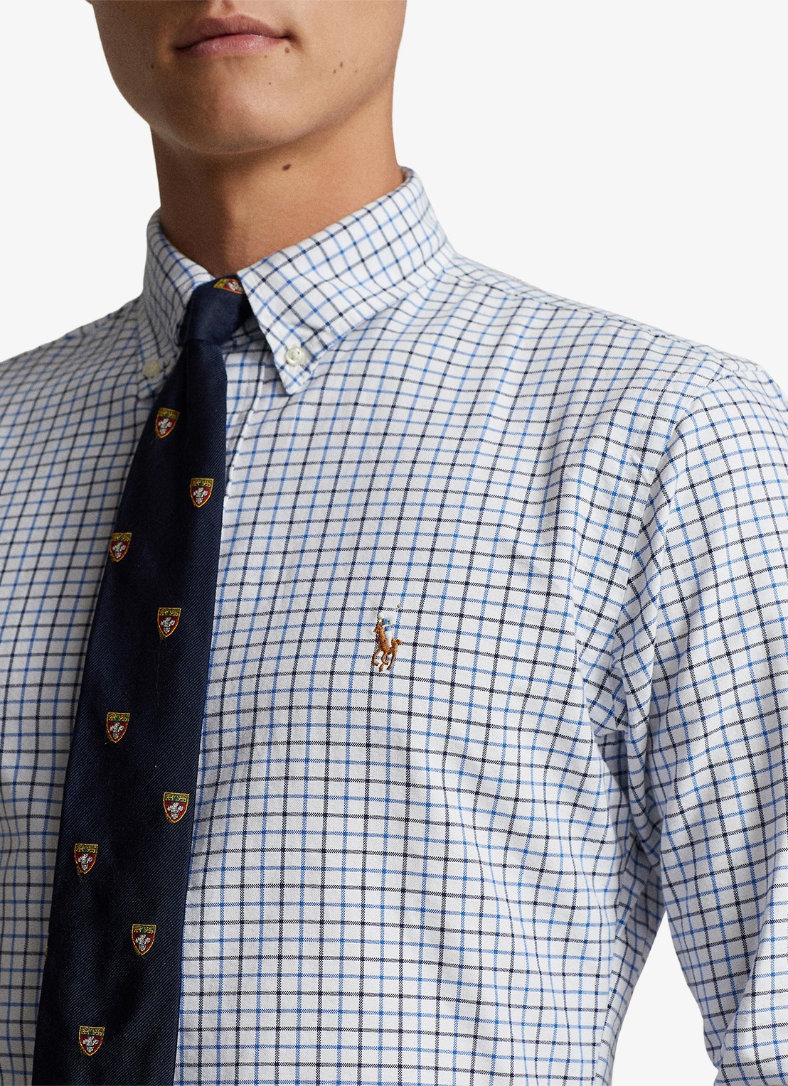 Ralph Lauren Regular fit overhemd met ruitdessin en logoborduring - detail 5 white/blue / wit