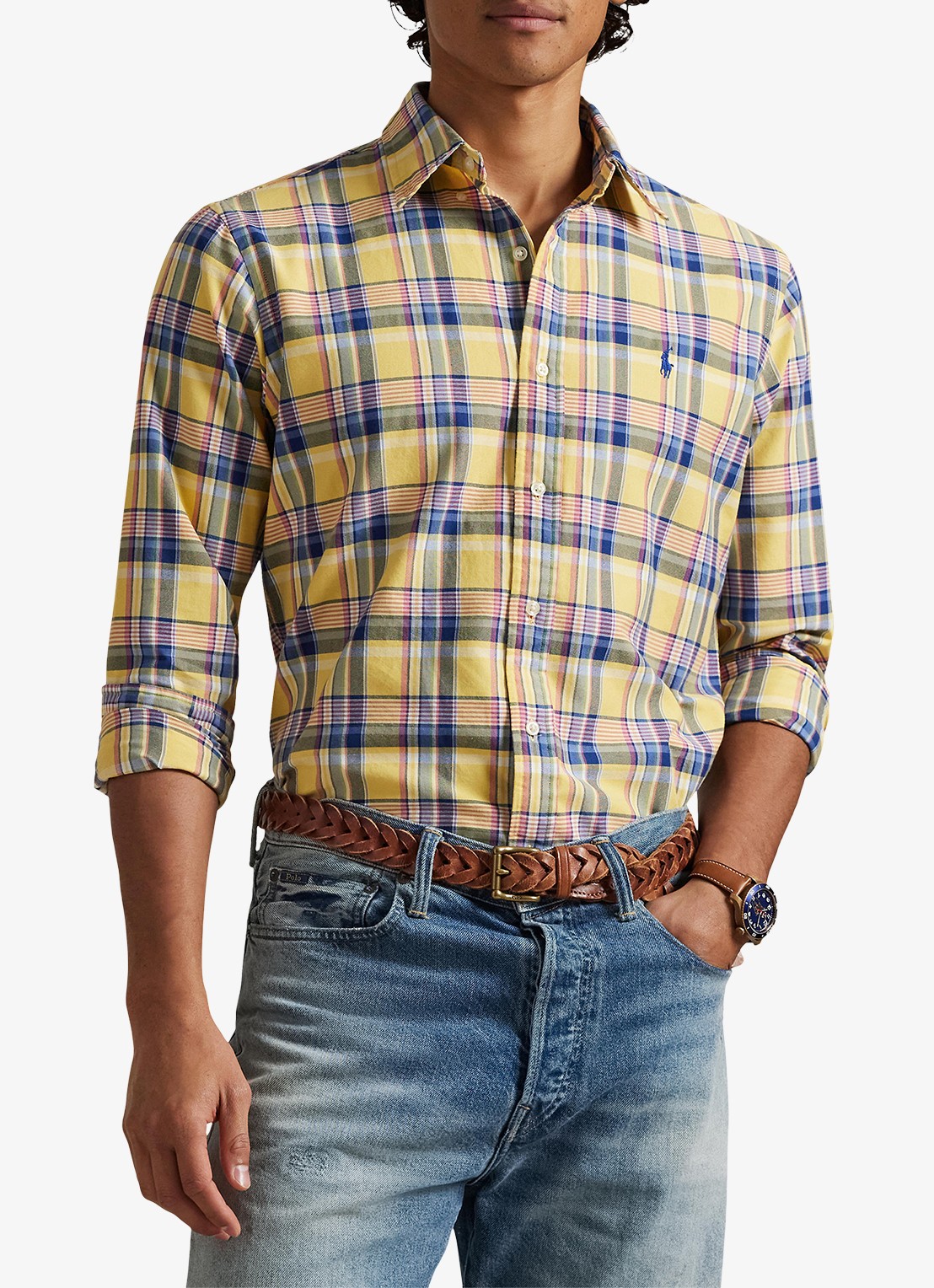 Ralph Lauren Regular fit overhemd met ruitdessin en logoborduring - detail 4 geel