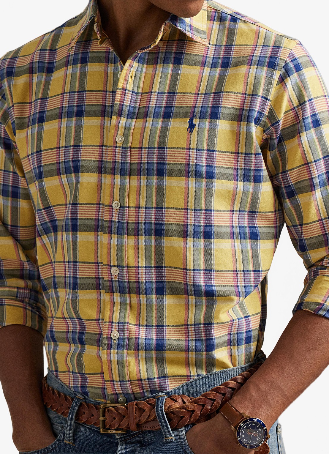 Ralph Lauren Regular fit overhemd met ruitdessin en logoborduring - detail 5 geel