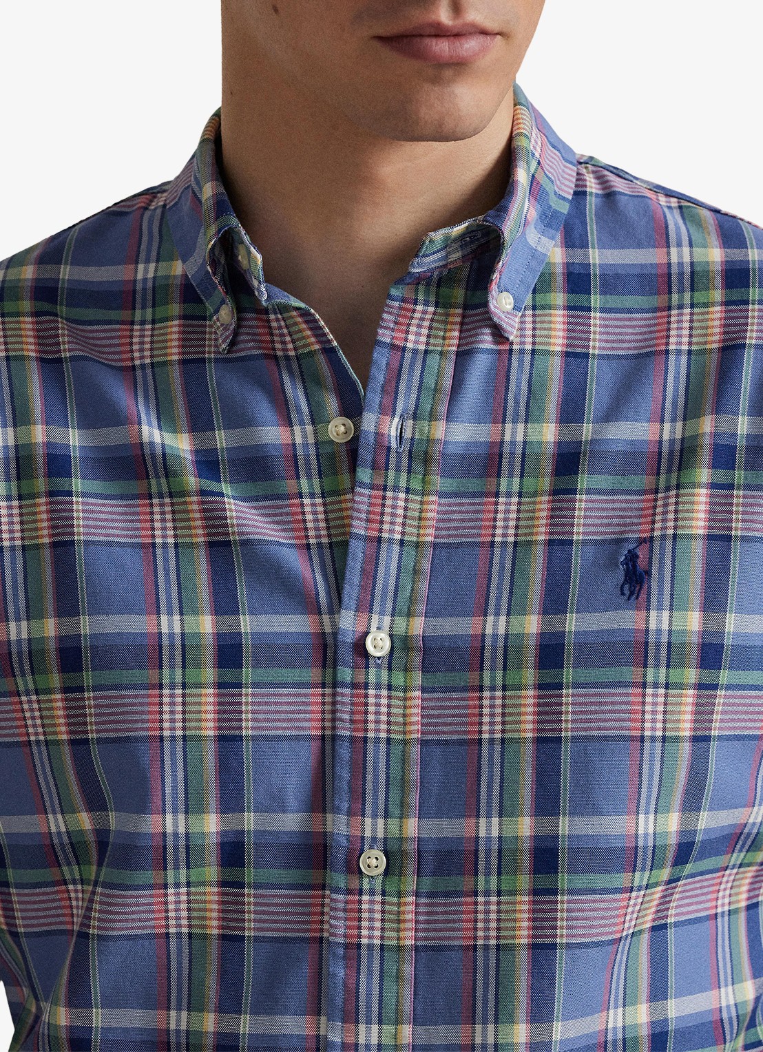 Ralph Lauren Regular fit overhemd met ruitdessin en logoborduring - detail 5 donkerblauw