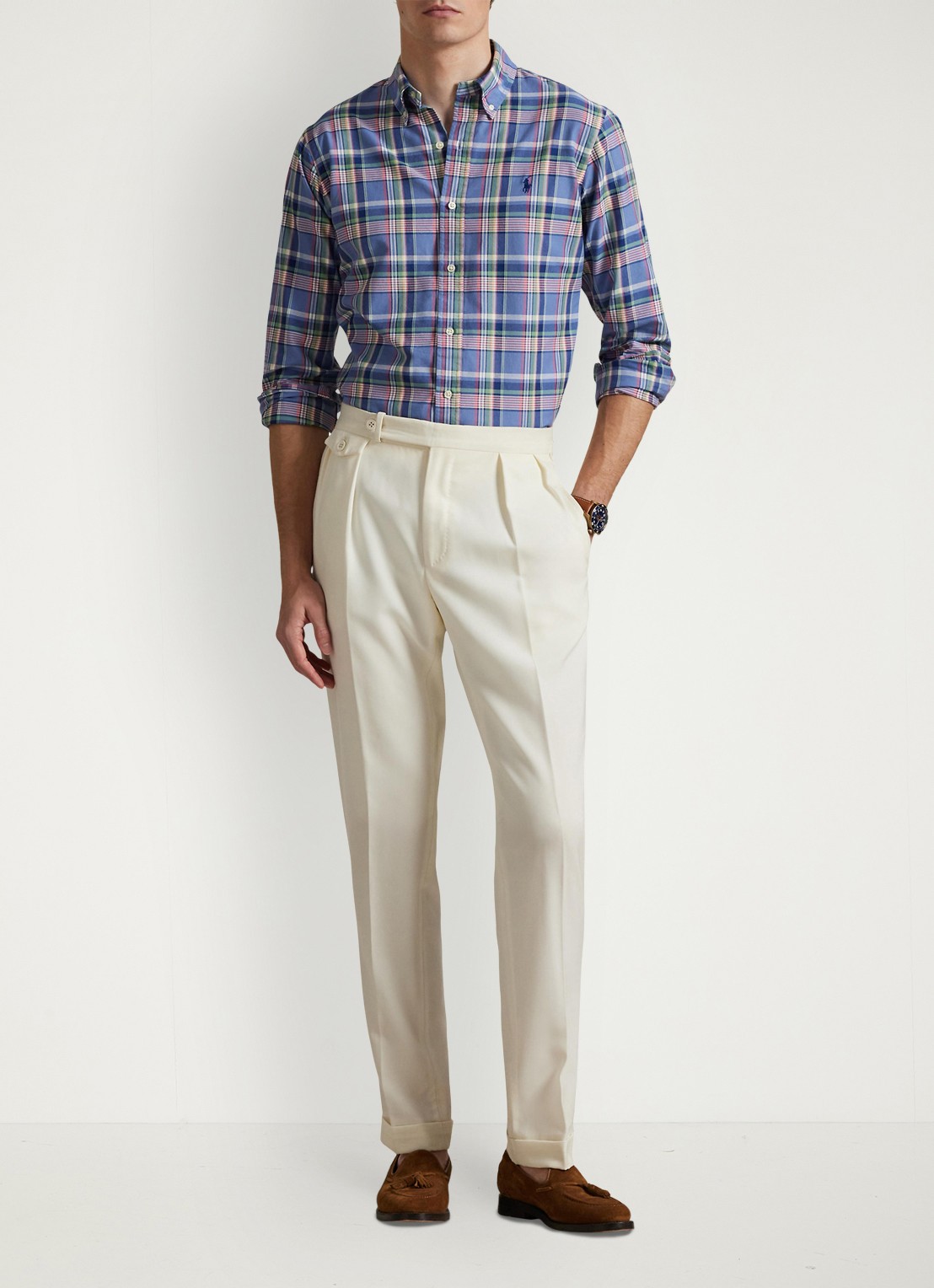 Ralph Lauren Regular fit overhemd met ruitdessin en logoborduring - voorkant 2 donkerblauw
