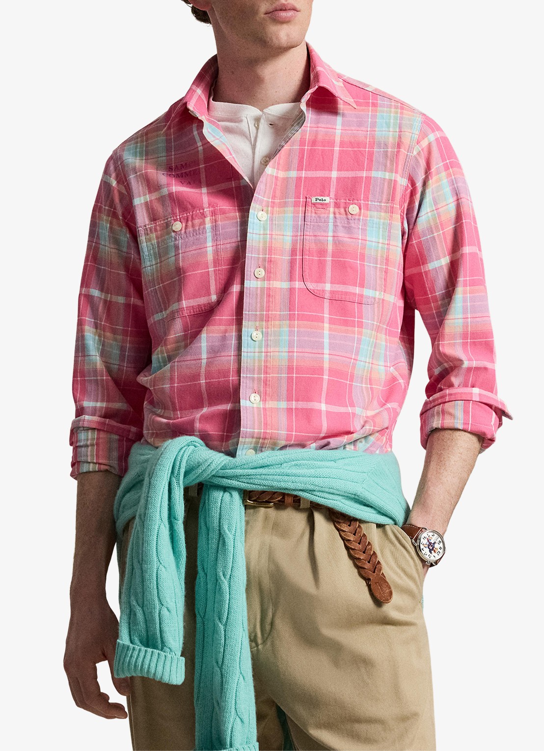 Ralph Lauren Regular fit overhemd met ruitdessin - detail 2 7212 pink turquoise multi-zyit