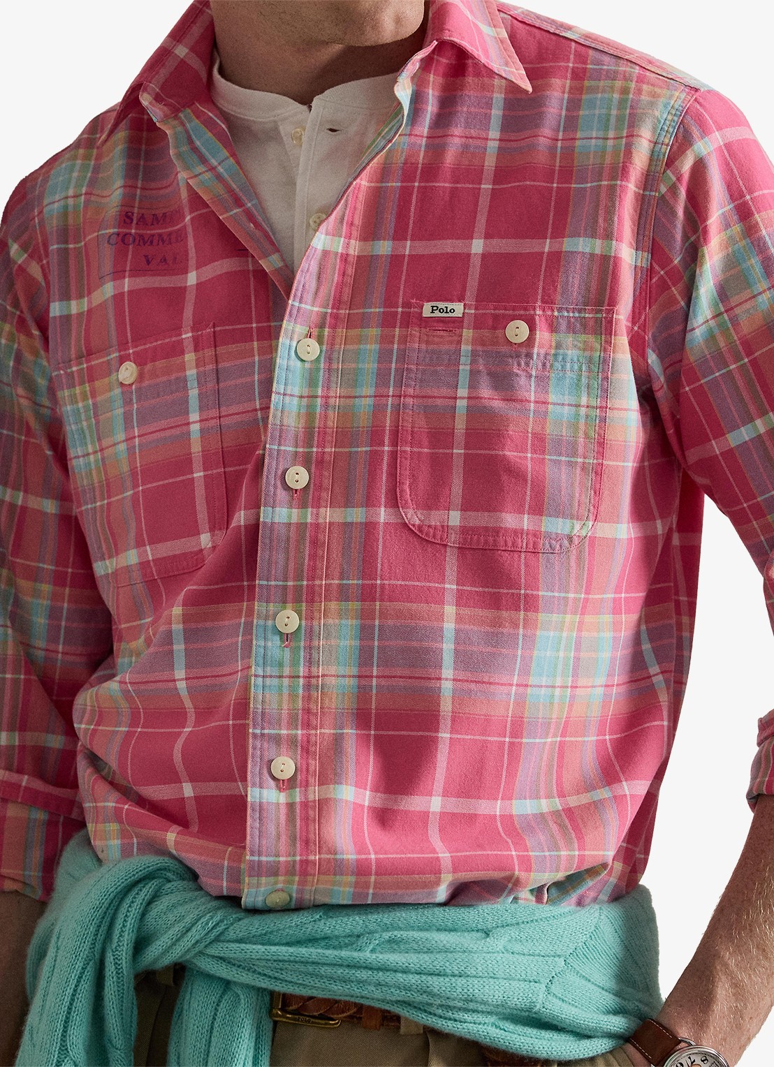 Ralph Lauren Regular fit overhemd met ruitdessin - detail 5 7212 pink turquoise multi-zyit