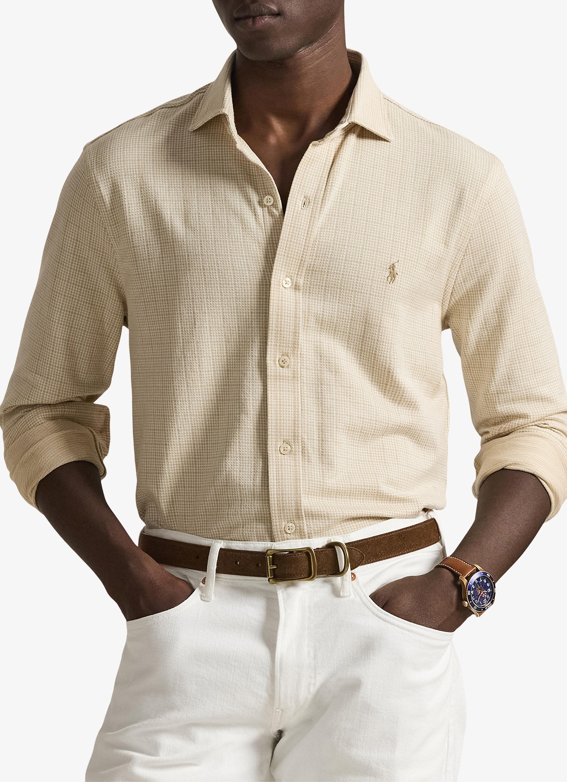Ralph Lauren Regular fit overhemd met ruitdessin - detail 4 glen plaid-sand dune/white-zypl