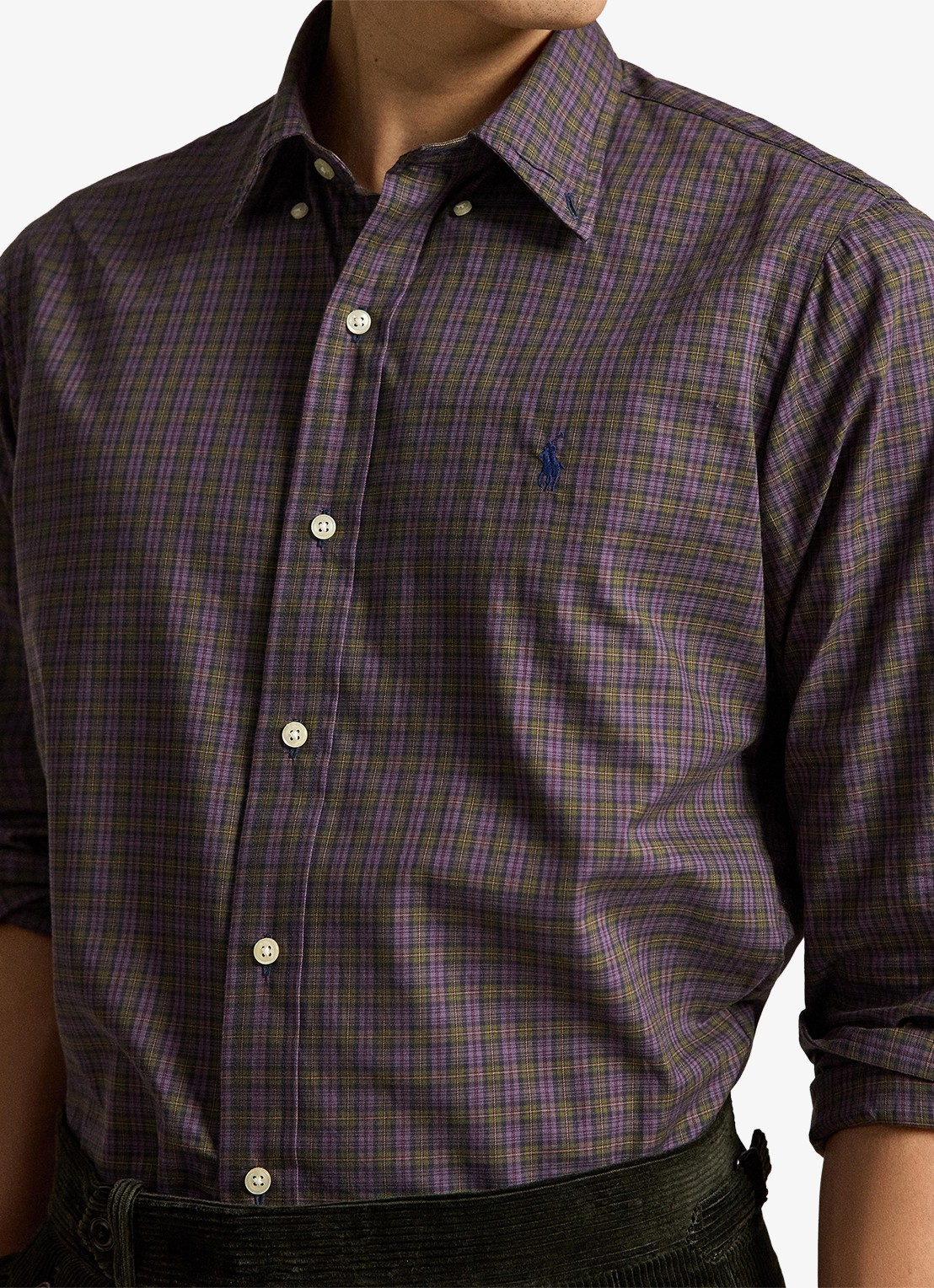 Ralph Lauren Regular fit overhemd met ruitdessin - detail 2 7364 olive lavender multi / olijfgroen