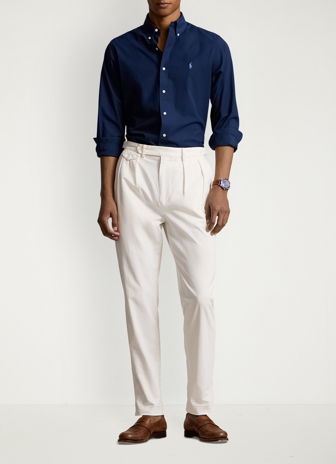 Ralph Lauren Regular fit overhemd met streepprint - voorkant 2 newport navy / donkerblauw