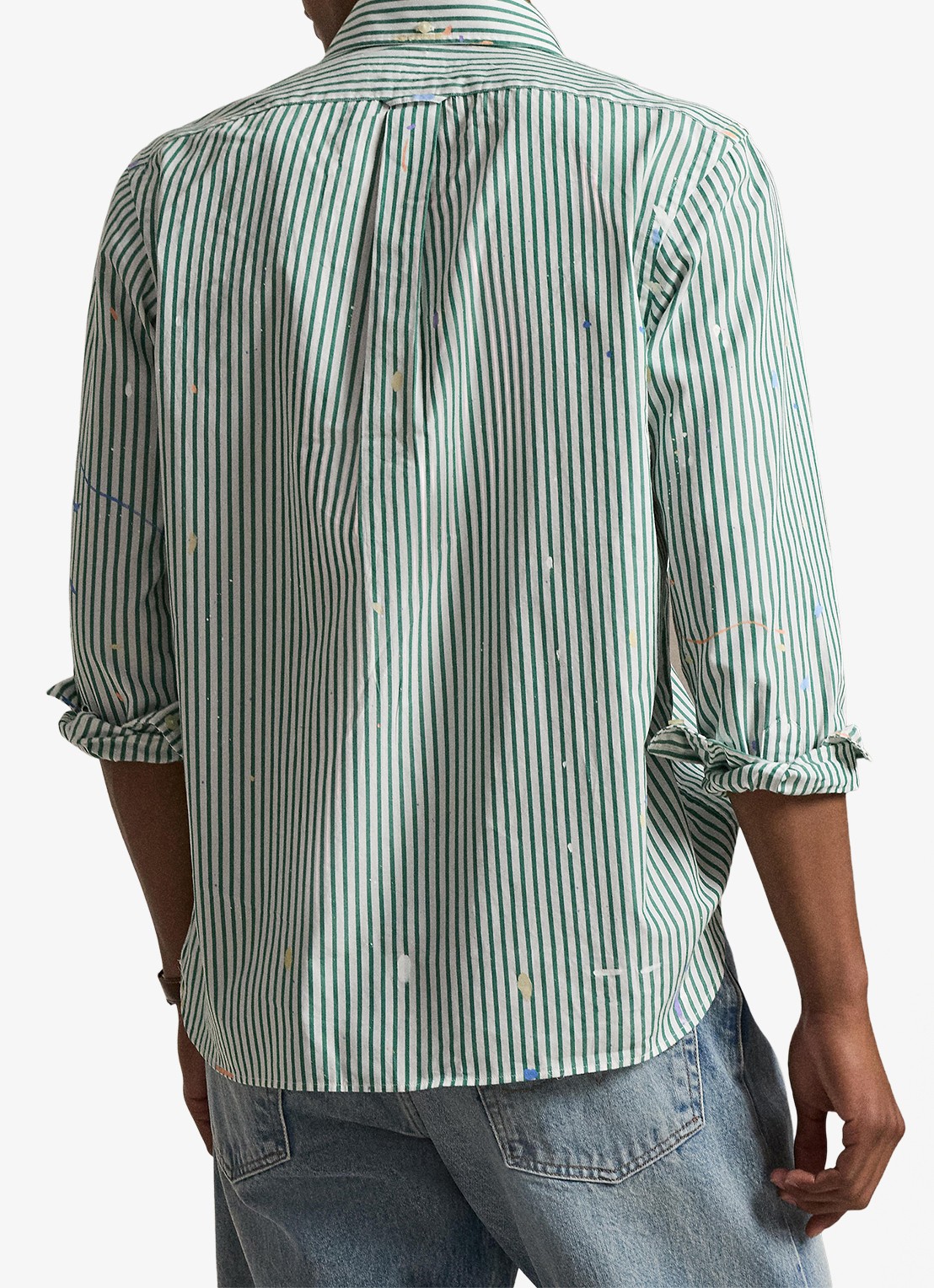 Ralph Lauren Regular fit overhemd met streepprint - achterkant 5 7032 valley paint splatter / lichtgroen