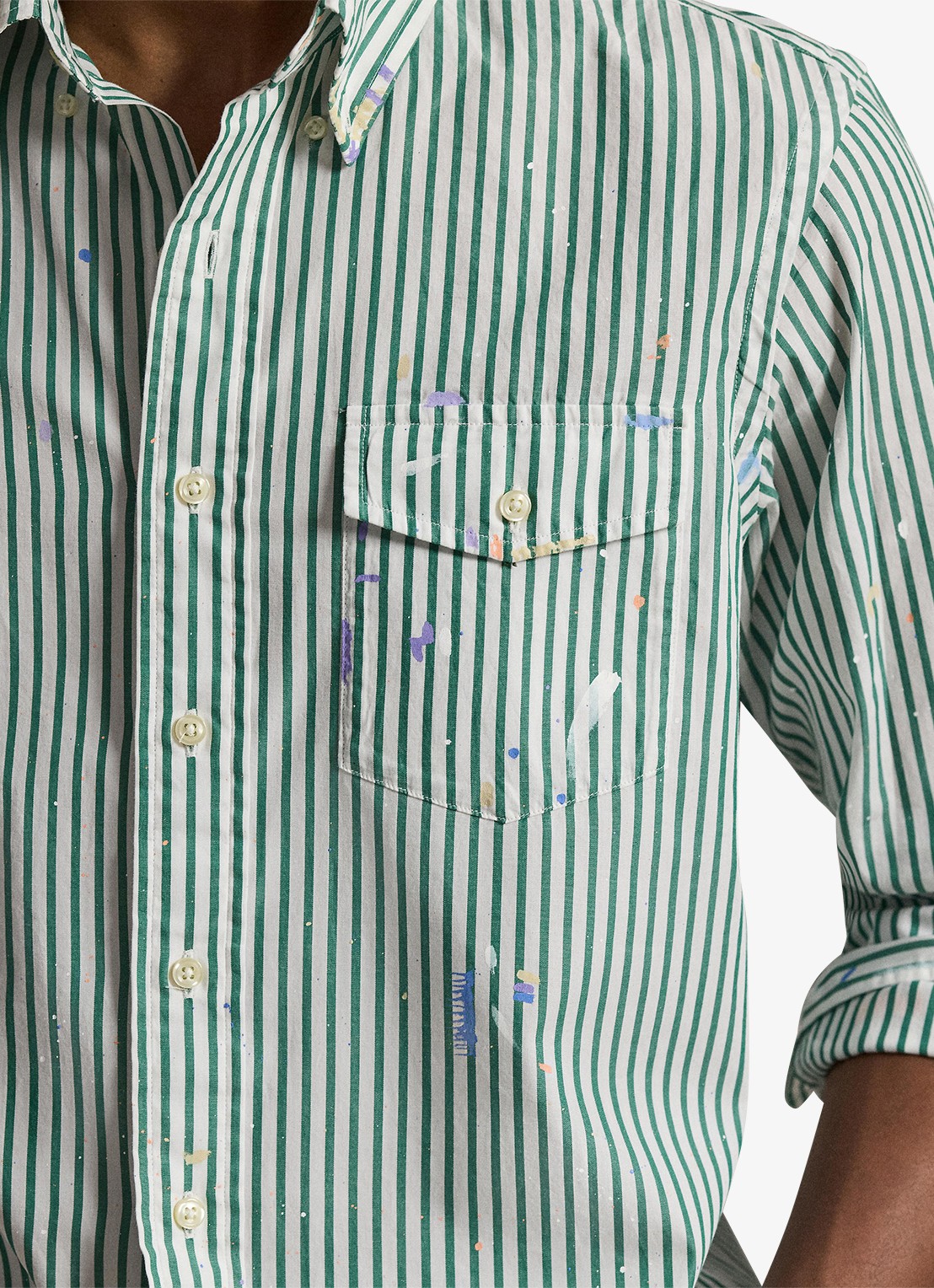 Ralph Lauren Regular fit overhemd met streepprint - detail 4 7032 valley paint splatter / lichtgroen