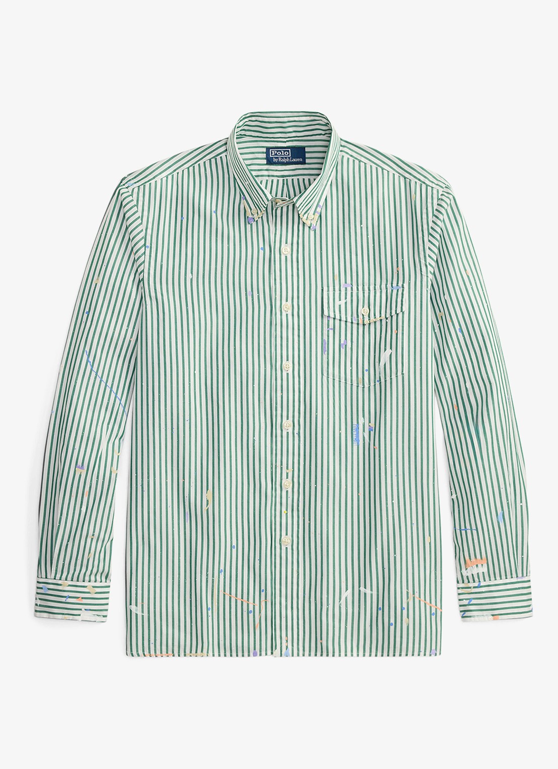 Ralph Lauren Regular fit overhemd met streepprint - voorkant 7032 valley paint splatter / lichtgroen