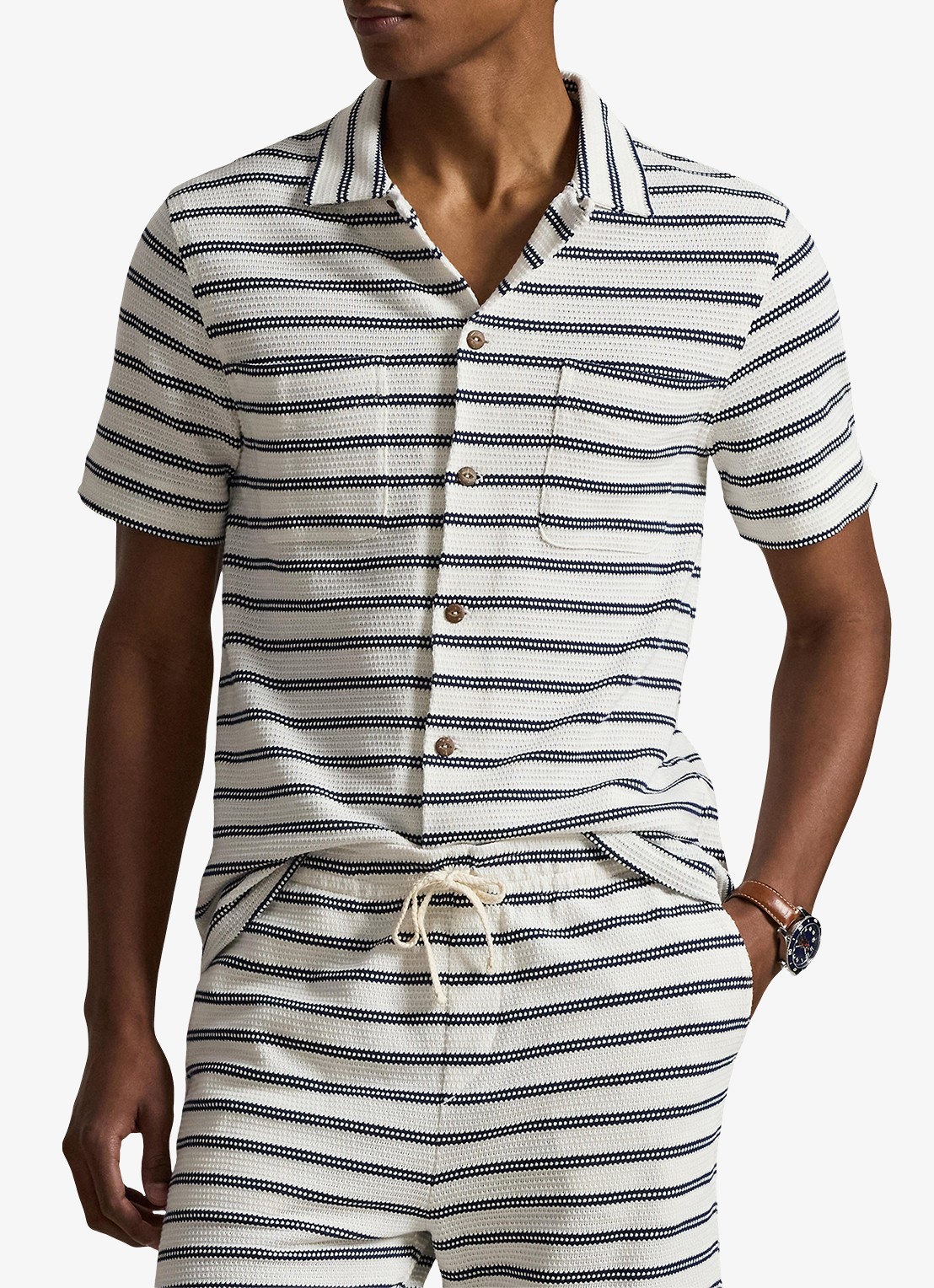 Ralph Lauren Regular fit overhemd met streepprint - detail pale cream/newport navy-zyrs