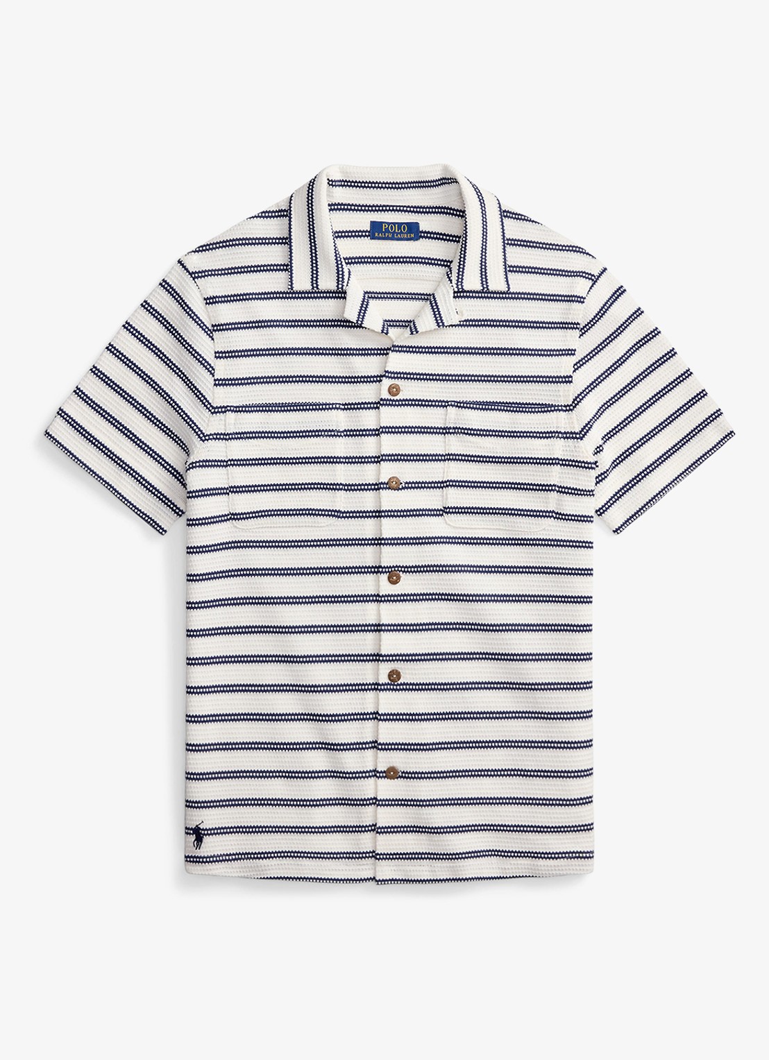 Ralph Lauren Regular fit overhemd met streepprint - voorkant 4 pale cream/newport navy-zyrs