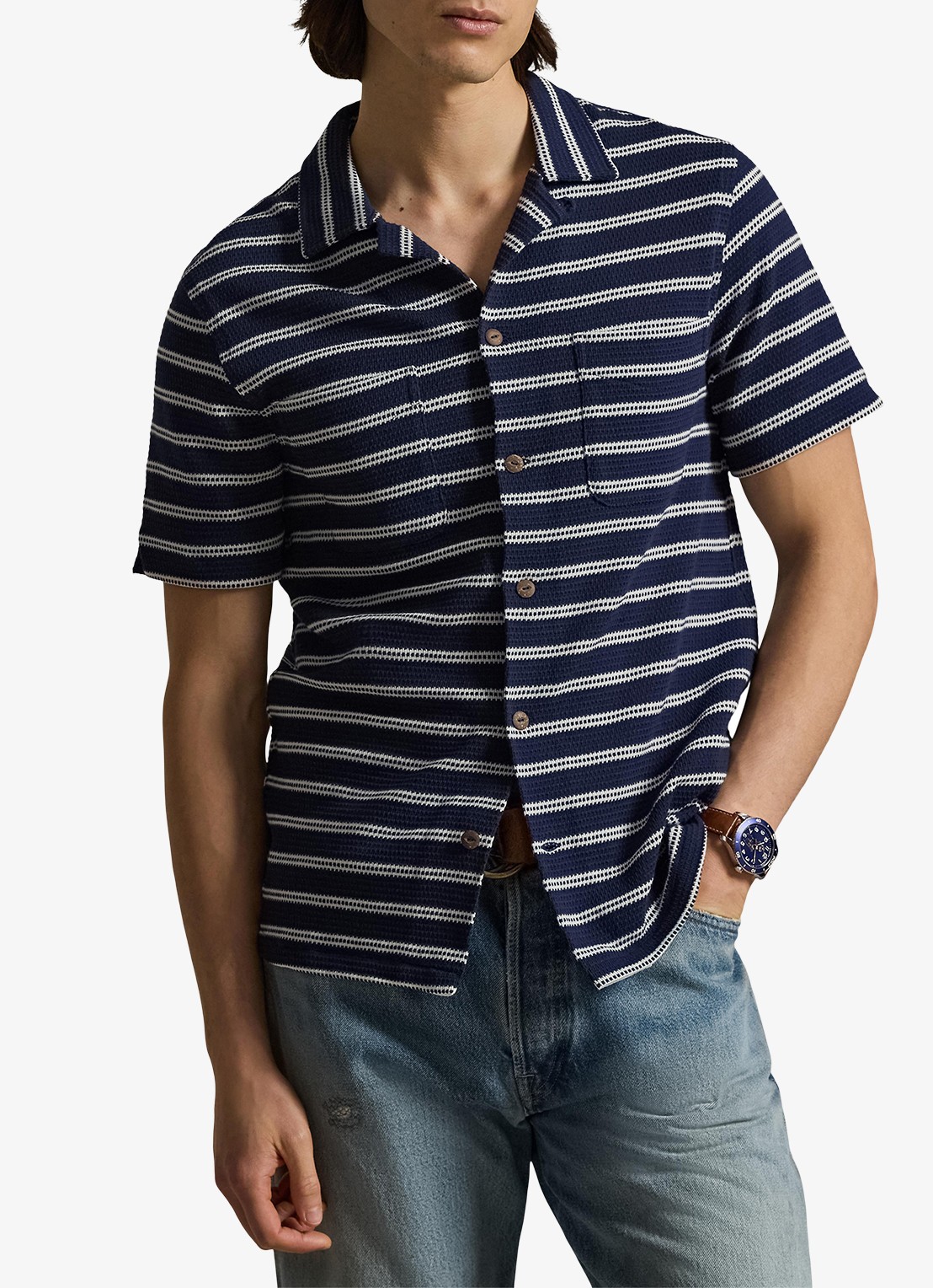 Ralph Lauren Regular fit overhemd met streepprint - detail 4 newport navy/pale cream-zyrr