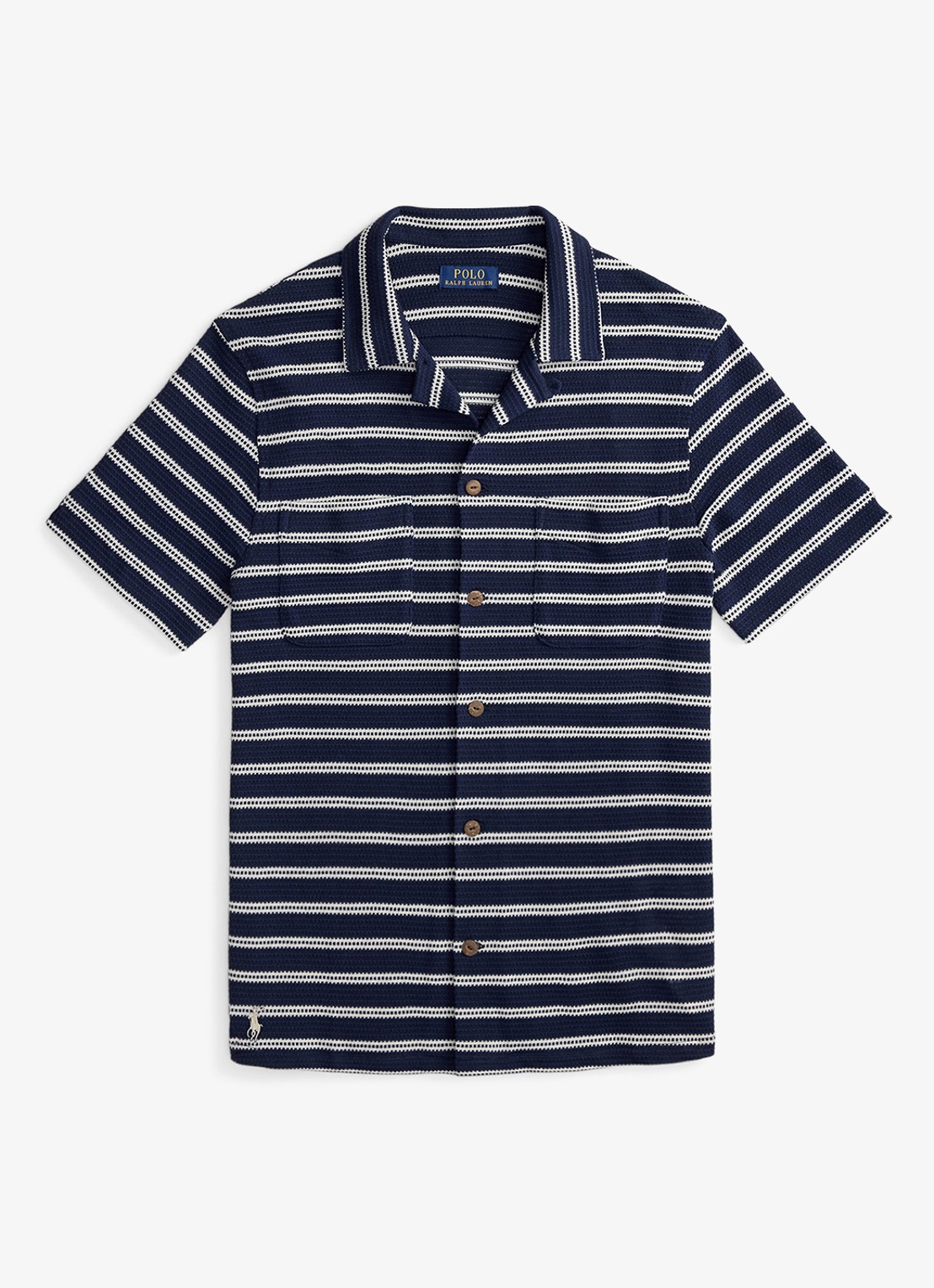 Ralph Lauren Regular fit overhemd met streepprint - voorkant newport navy/pale cream-zyrr