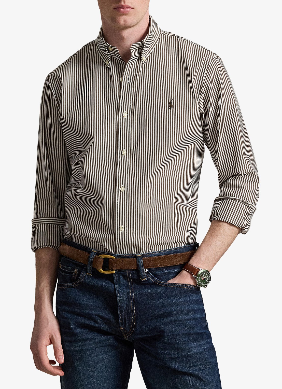 Ralph Lauren Regular fit overhemd met streepprint - voorkant 2 4655ag nutmeg brown