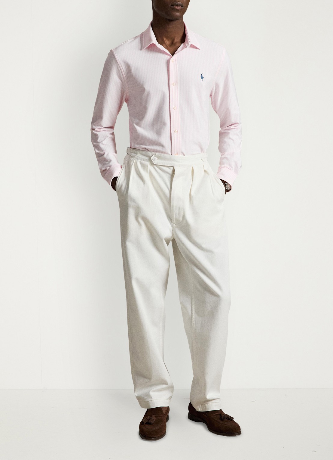 Ralph Lauren Regular fit overhemd met streepprint - detail white/carmel pink / roze
