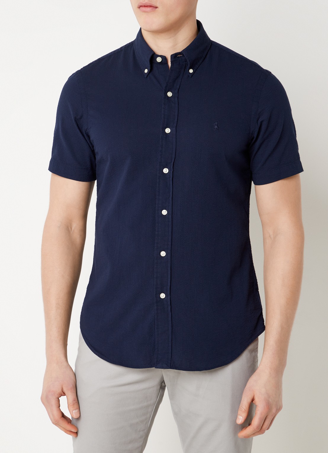Ralph Lauren Regular fit overhemd met structuur - detail donkerblauw