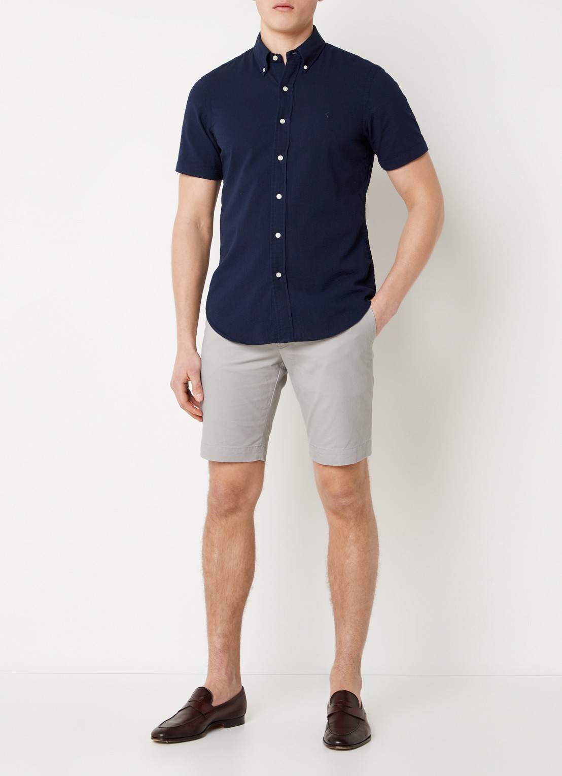 Ralph Lauren Regular fit overhemd met structuur - voorkant 4 donkerblauw