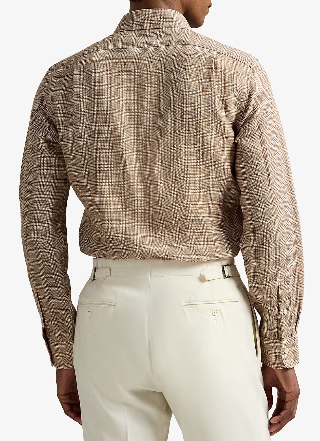 Ralph Lauren Regular fit overhemd van linnen met ruitdessin - achterkant 6 fairway glen / khaki