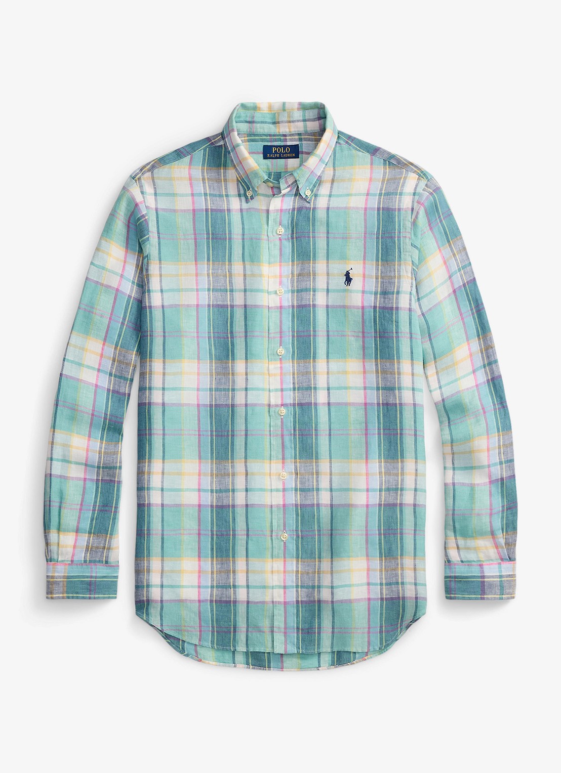 Ralph Lauren Regular fit overhemd van linnen met ruitdessin - voorkant 4 7116b green blue white-48oa