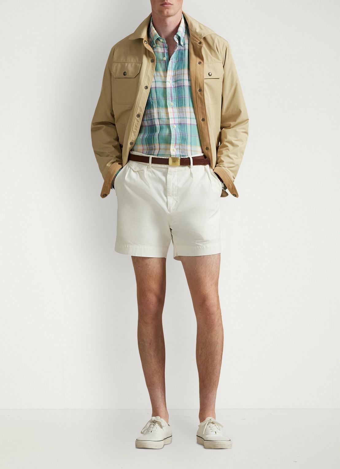 Ralph Lauren Regular fit overhemd van linnen met ruitdessin - voorkant 5 7116b green blue white-48oa