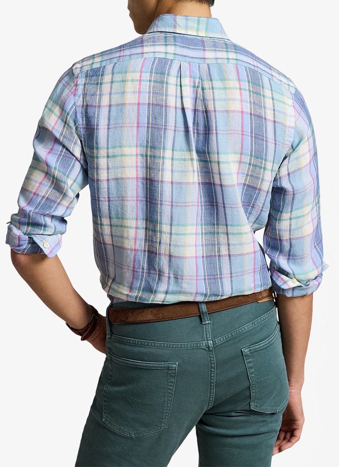 Ralph Lauren Regular fit overhemd van linnen met ruitdessin - achterkant 4 7116a blue green multi-48ob