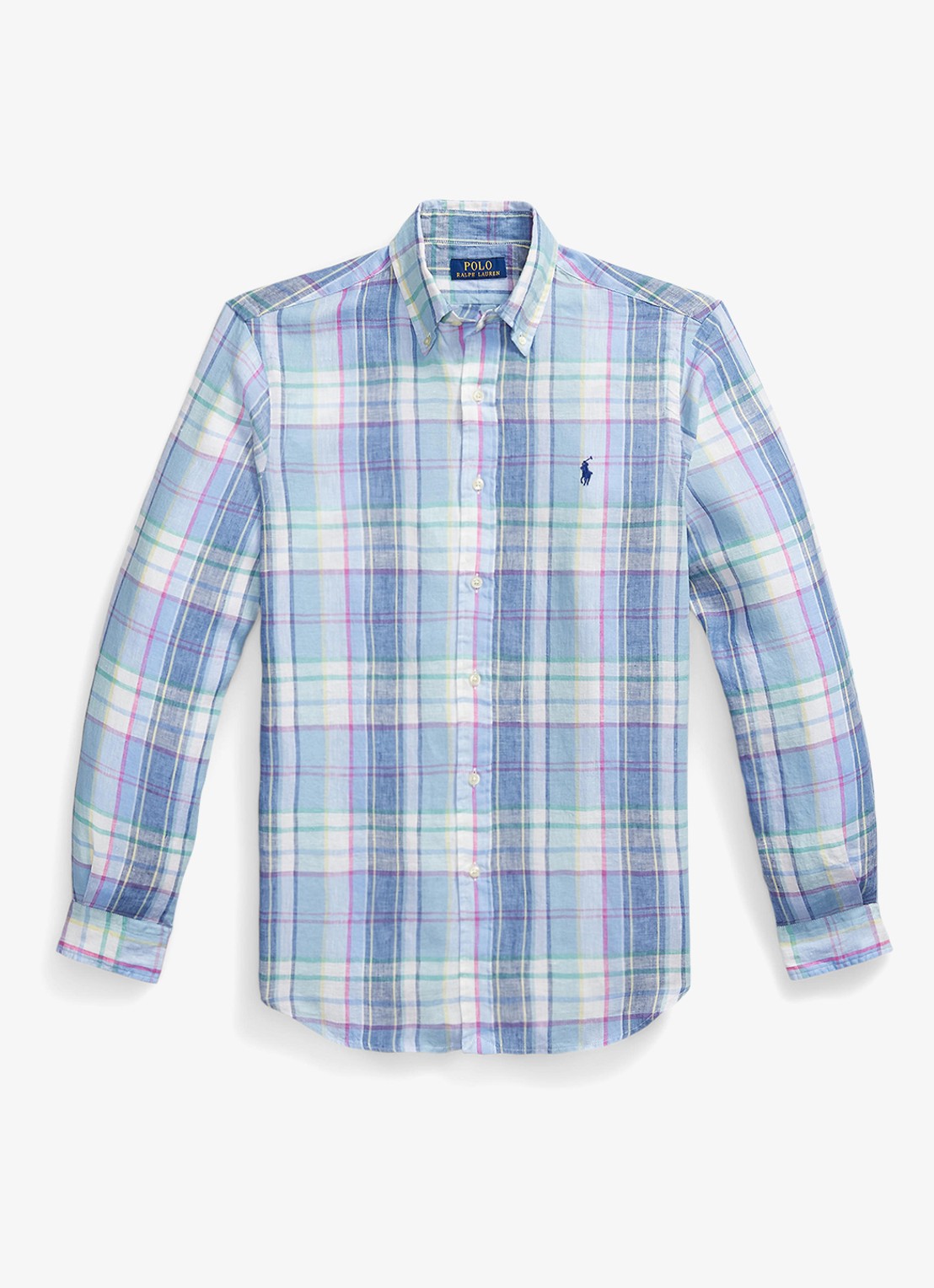 Ralph Lauren Regular fit overhemd van linnen met ruitdessin - voorkant 5 7116a blue green multi-48ob