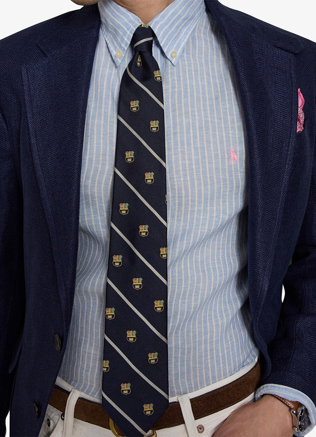 Ralph Lauren Regular fit overhemd van linnen met streepprint - detail 3 7188b blue white-zyk7