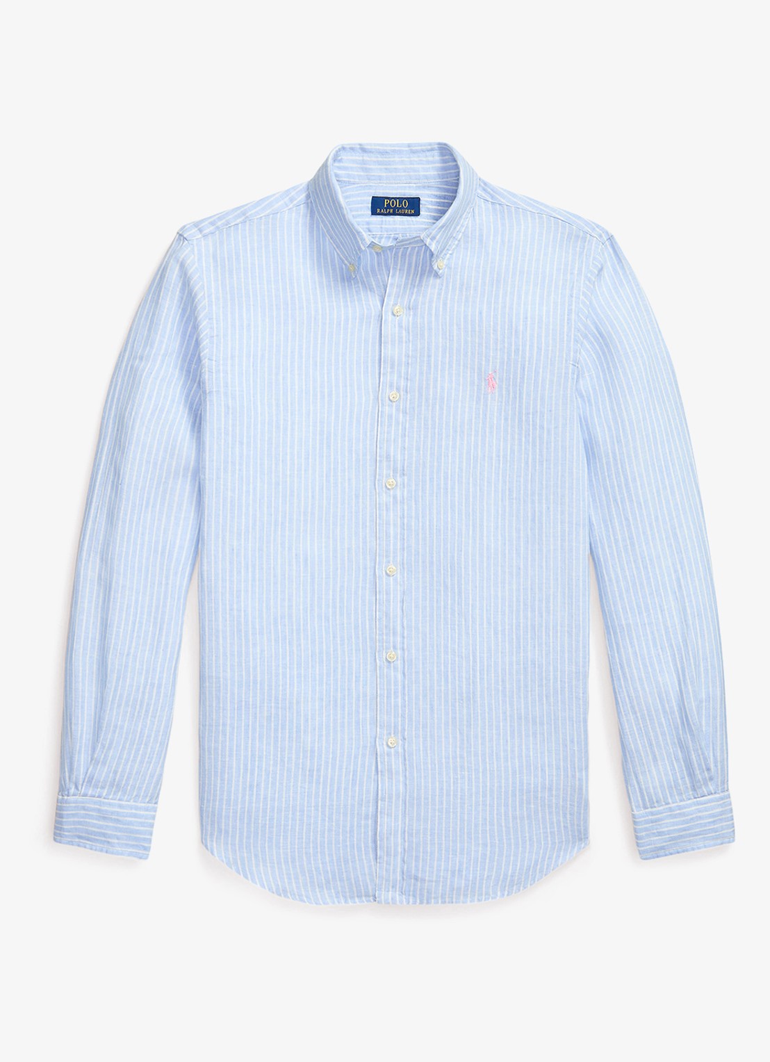 Ralph Lauren Regular fit overhemd van linnen met streepprint - voorkant 7188b blue white-zyk7