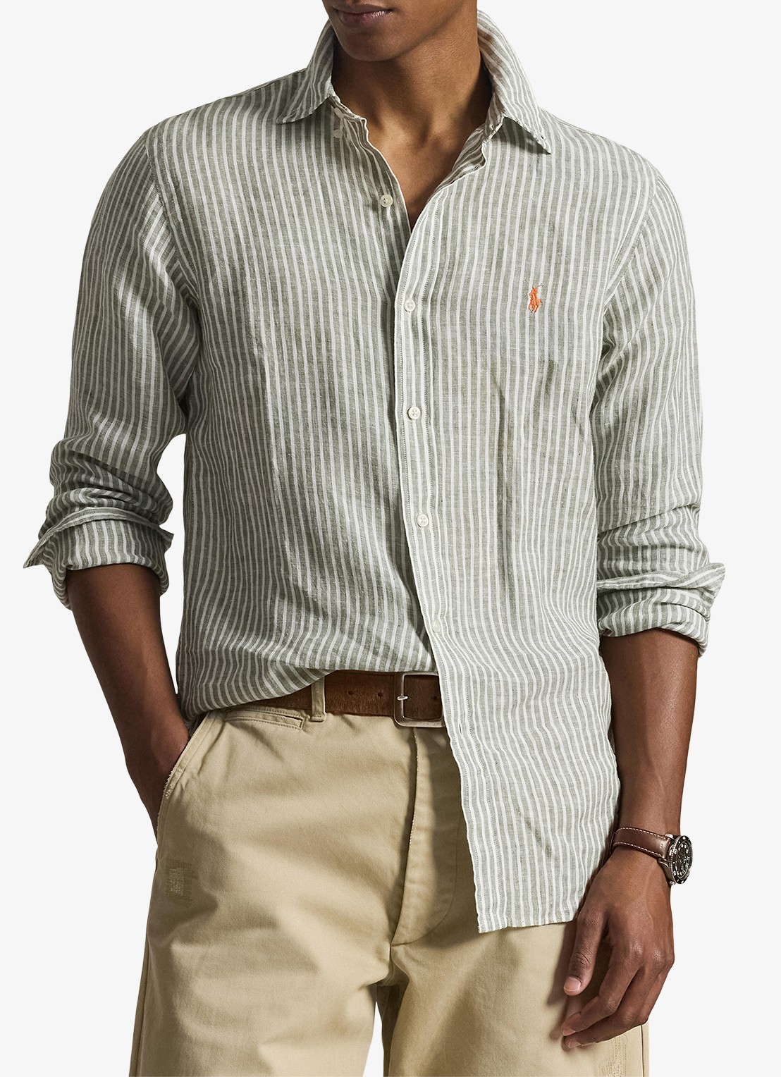 Ralph Lauren Regular fit overhemd van linnen met streepprint - detail 3 5137h garden trial white-zyen