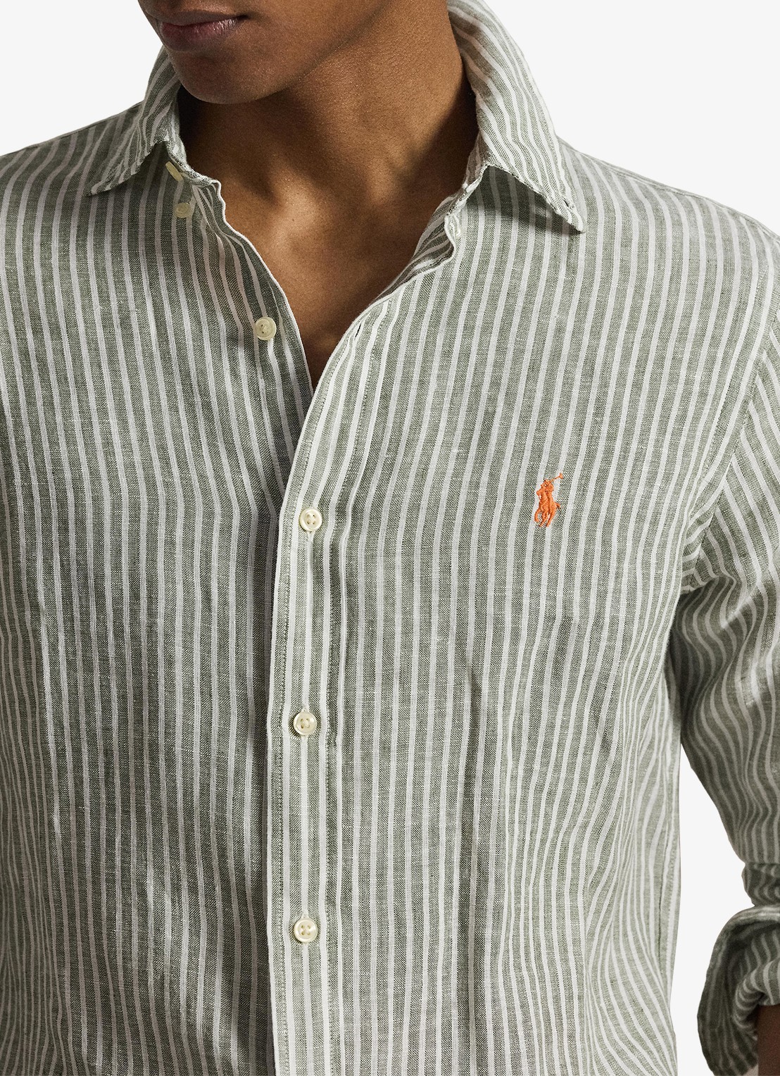 Ralph Lauren Regular fit overhemd van linnen met streepprint - detail 4 5137h garden trial white-zyen