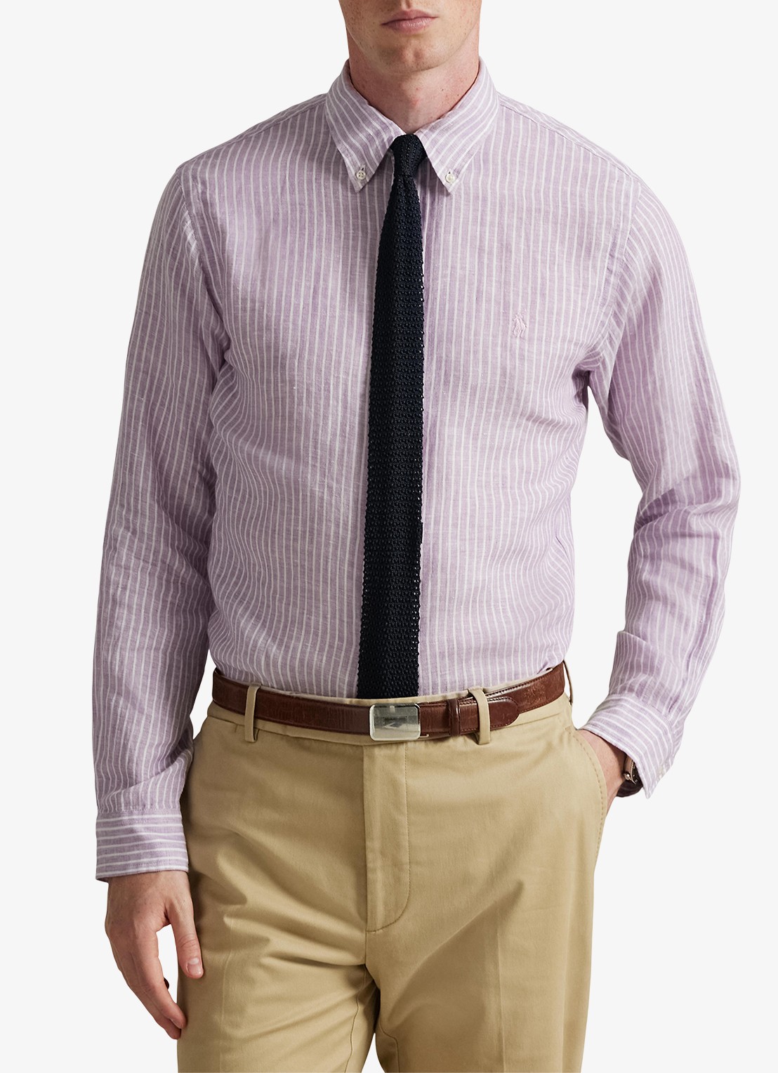 Ralph Lauren Regular fit overhemd van linnen met streepprint - detail 4 7188d lavender white-zykb
