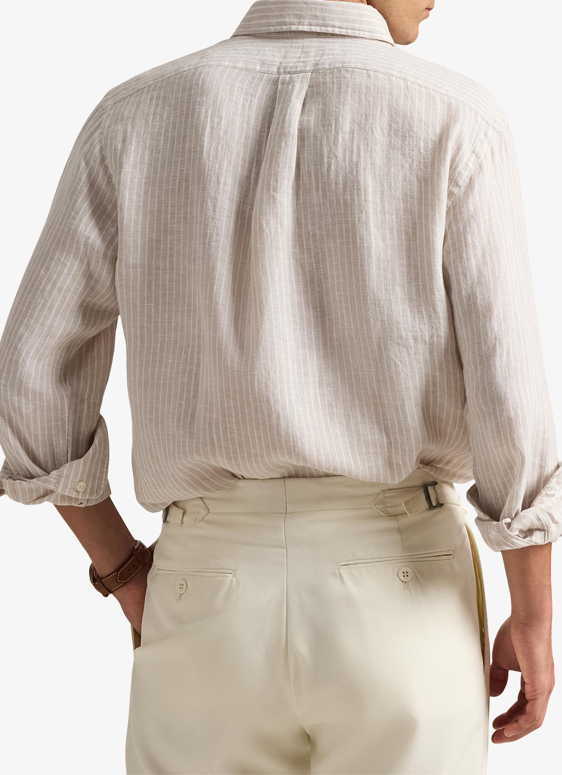 Ralph Lauren Regular fit overhemd van linnen met streepprint - achterkant 7188e coastal beige white-zyka