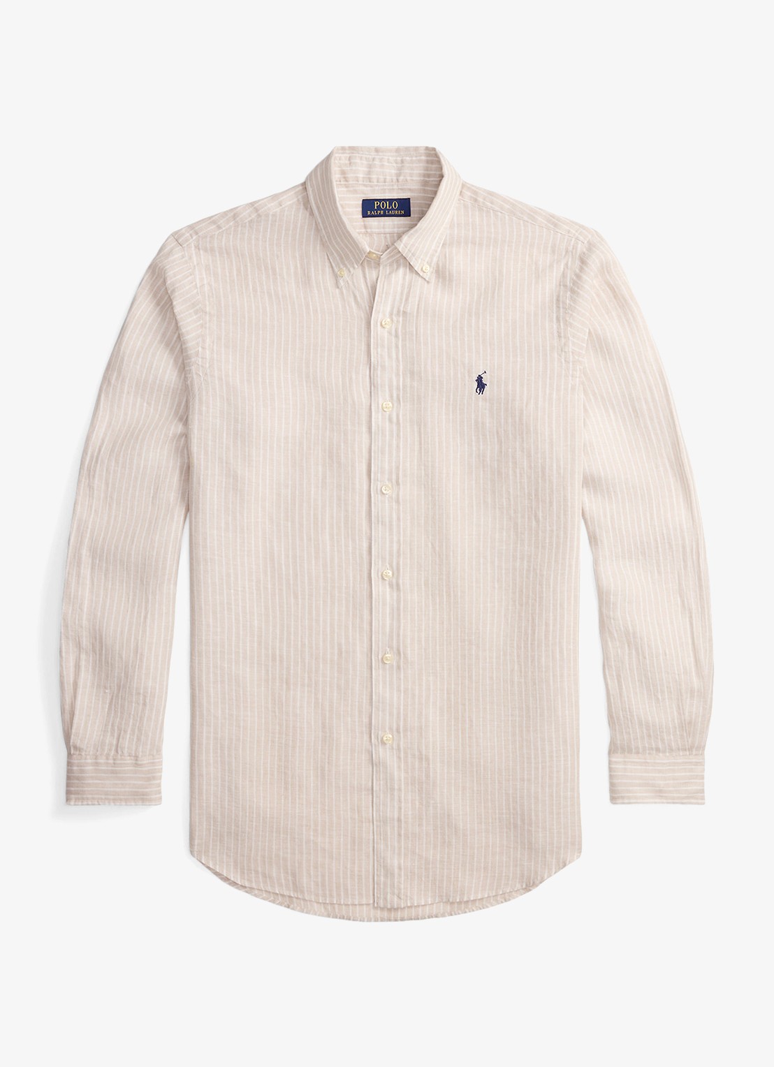 Ralph Lauren Regular fit overhemd van linnen met streepprint - voorkant 2 7188e coastal beige white-zyka