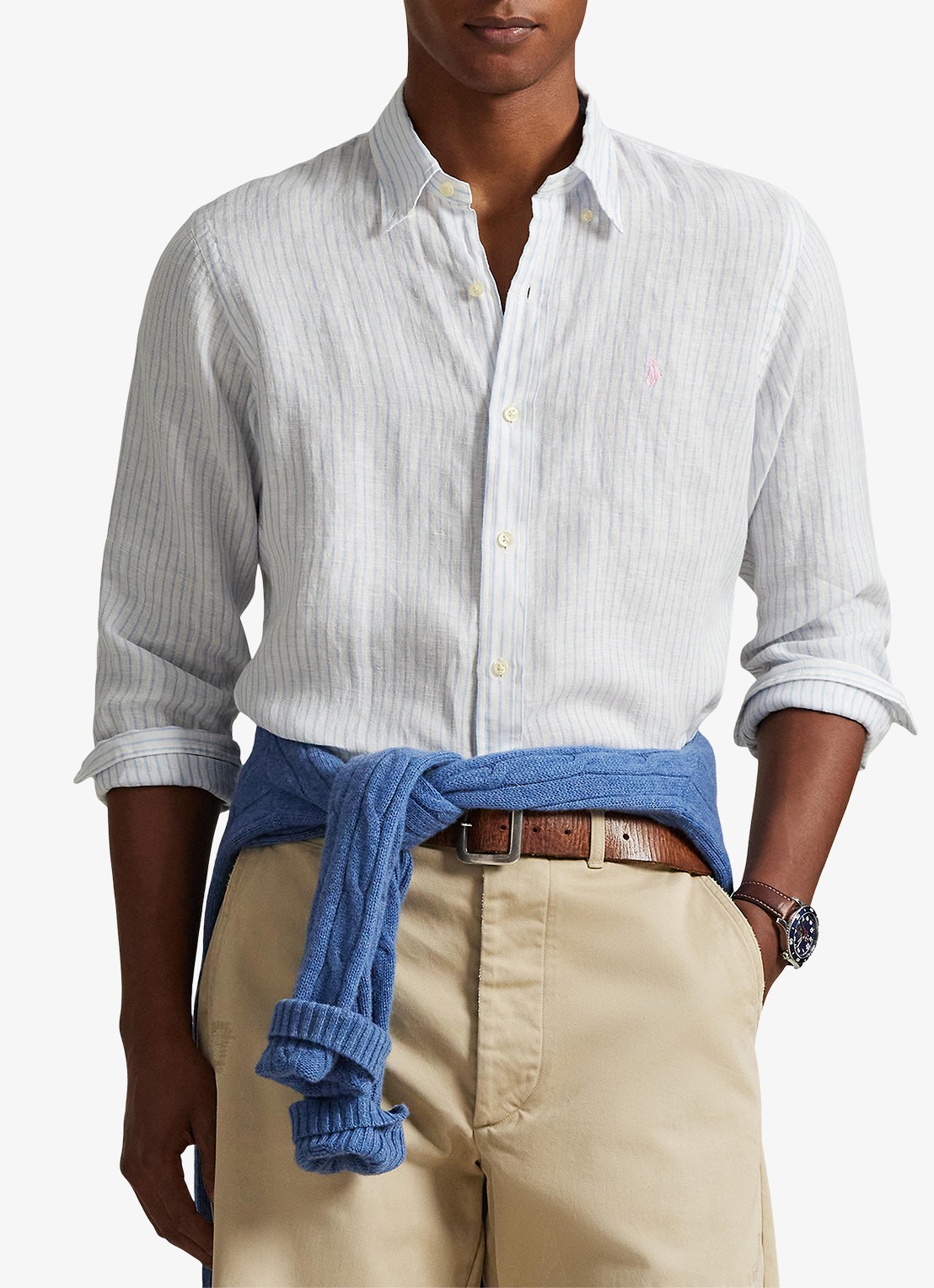 Ralph Lauren Regular fit overhemd van linnen met streepprint - detail 7188a white blue-zyk9