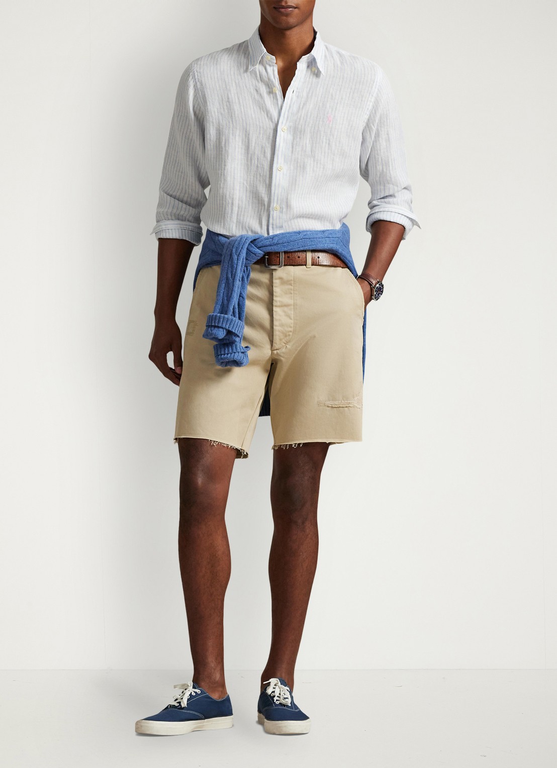 Ralph Lauren Regular fit overhemd van linnen met streepprint - voorkant 4 7188a white blue-zyk9