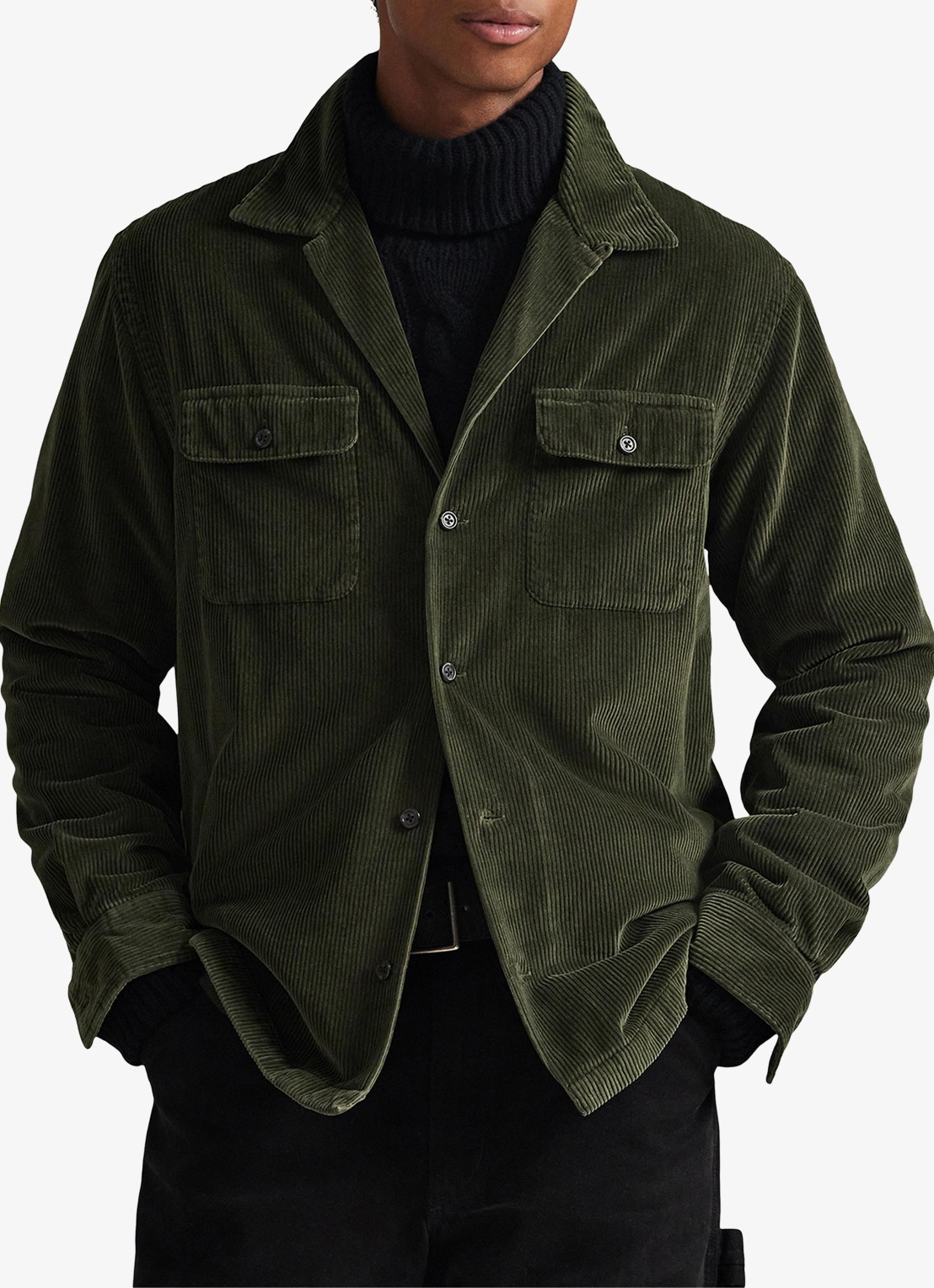Ralph Lauren Regular fit overshirt van corduroy - detail 3 armadillo / legergroen