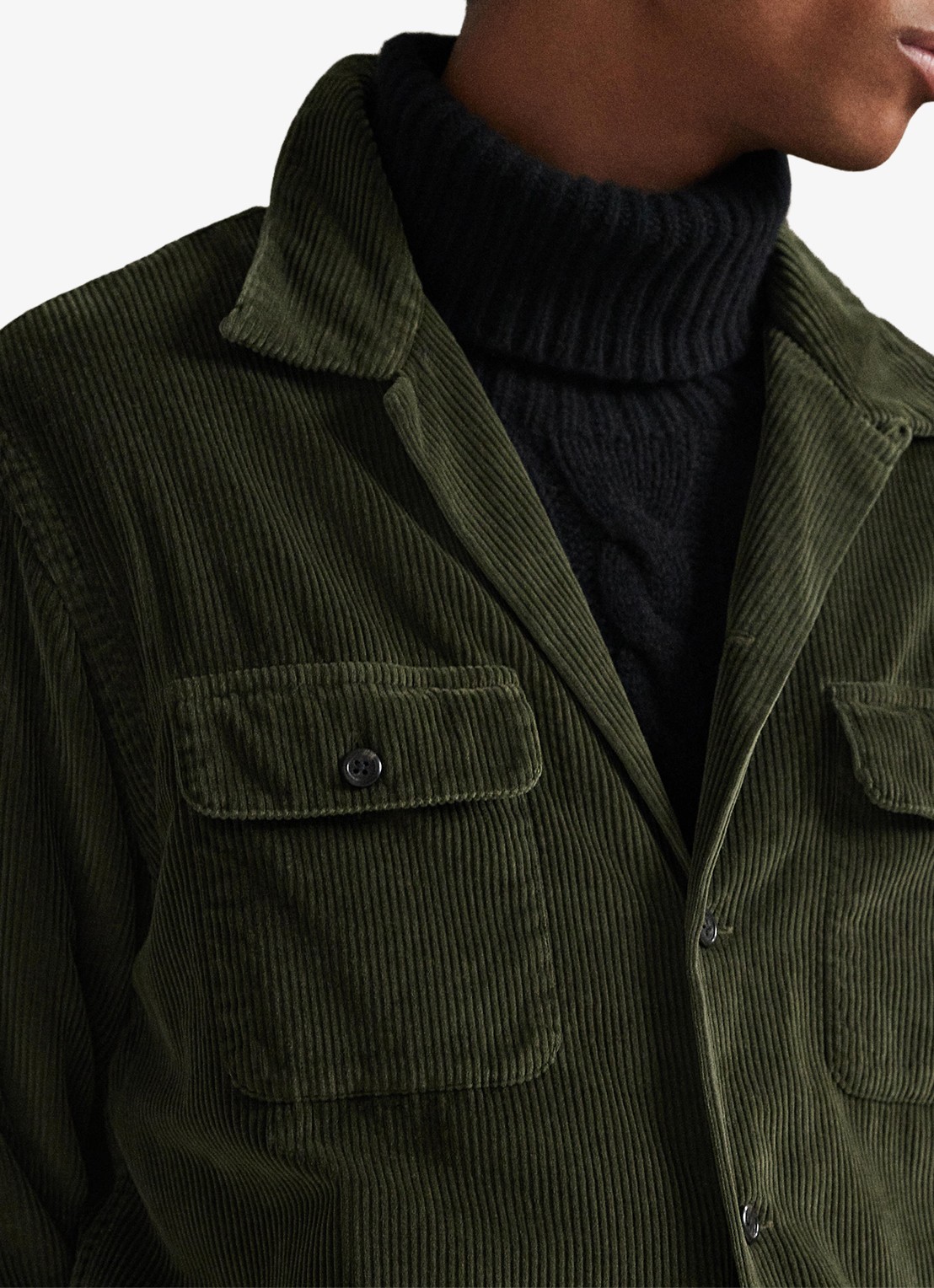 Ralph Lauren Regular fit overshirt van corduroy - detail 4 armadillo / legergroen