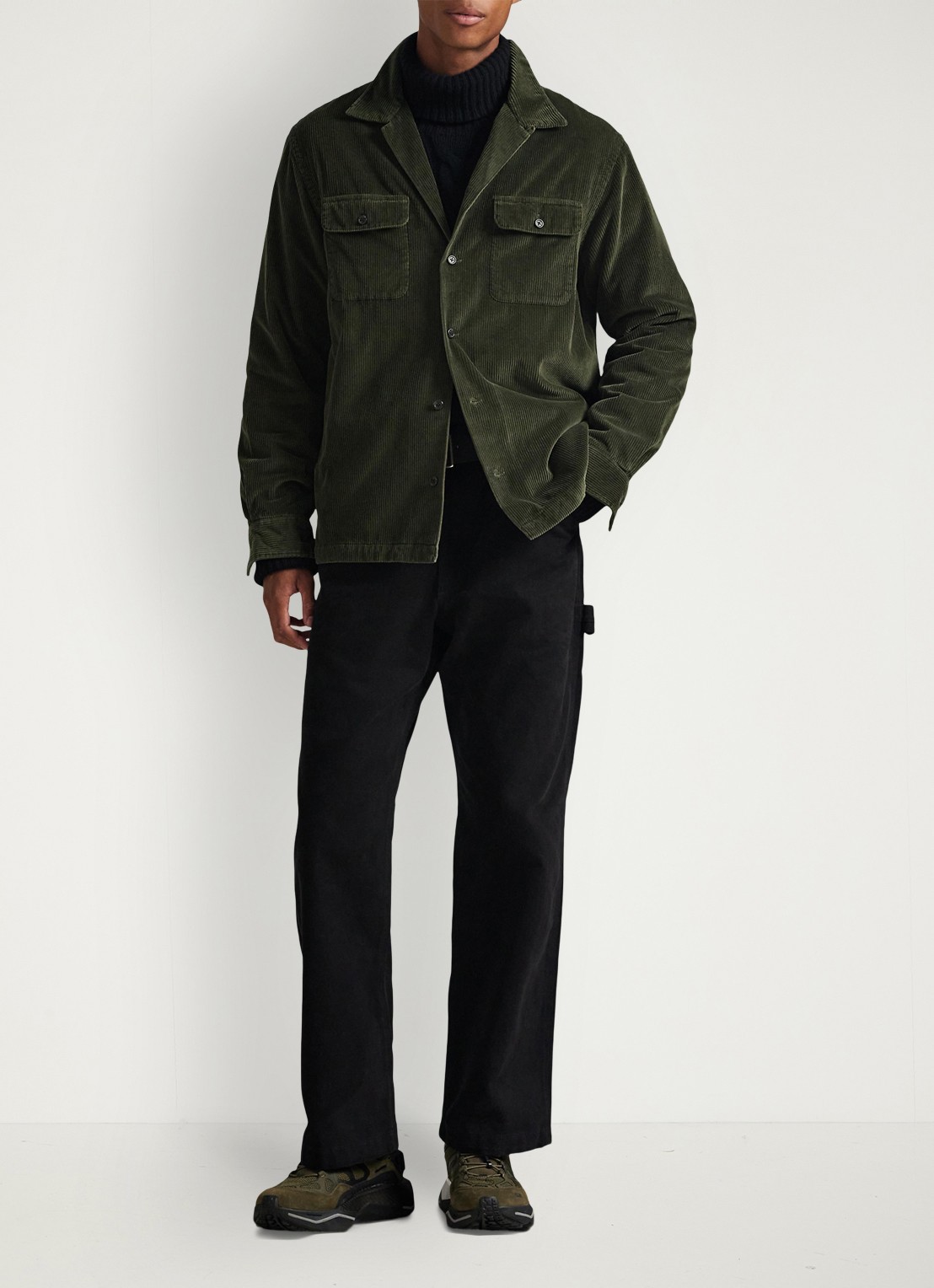 Ralph Lauren Regular fit overshirt van corduroy - voorkant 2 armadillo / legergroen