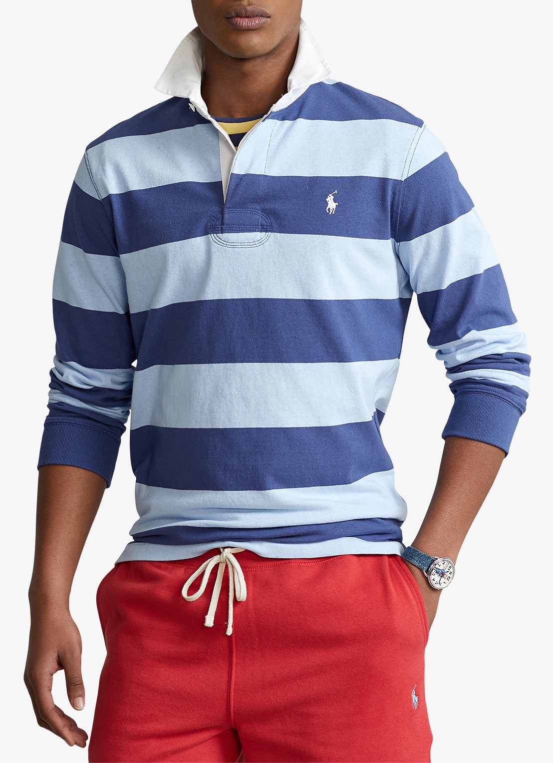 Ralph Lauren Regular fit polo met logo en streepprint - detail 2 light navy/office blue / blauw