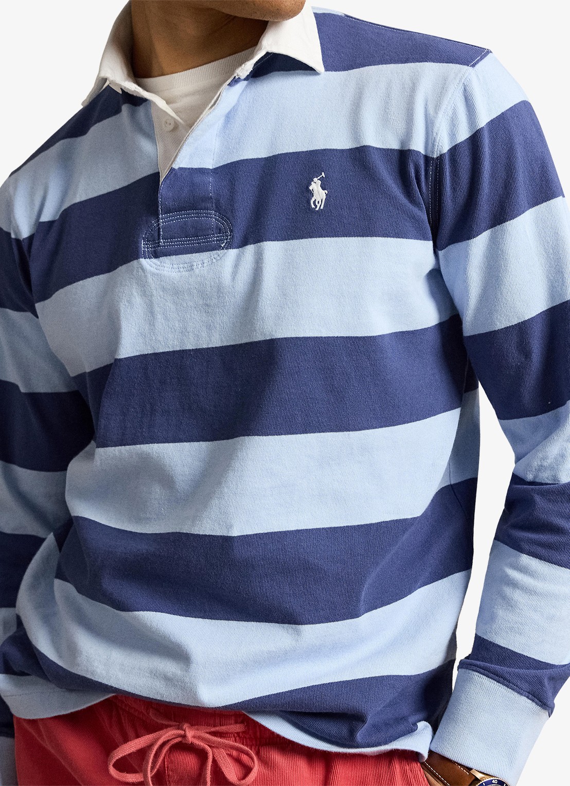 Ralph Lauren Regular fit polo met logo en streepprint - detail 3 light navy/office blue / blauw