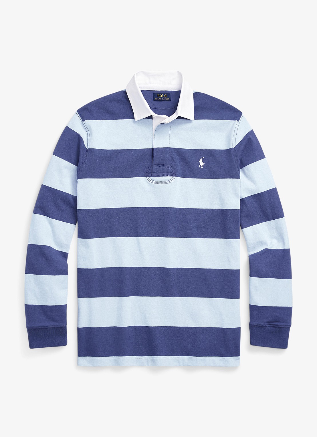 Ralph Lauren Regular fit polo met logo en streepprint - voorkant 4 light navy/office blue / blauw