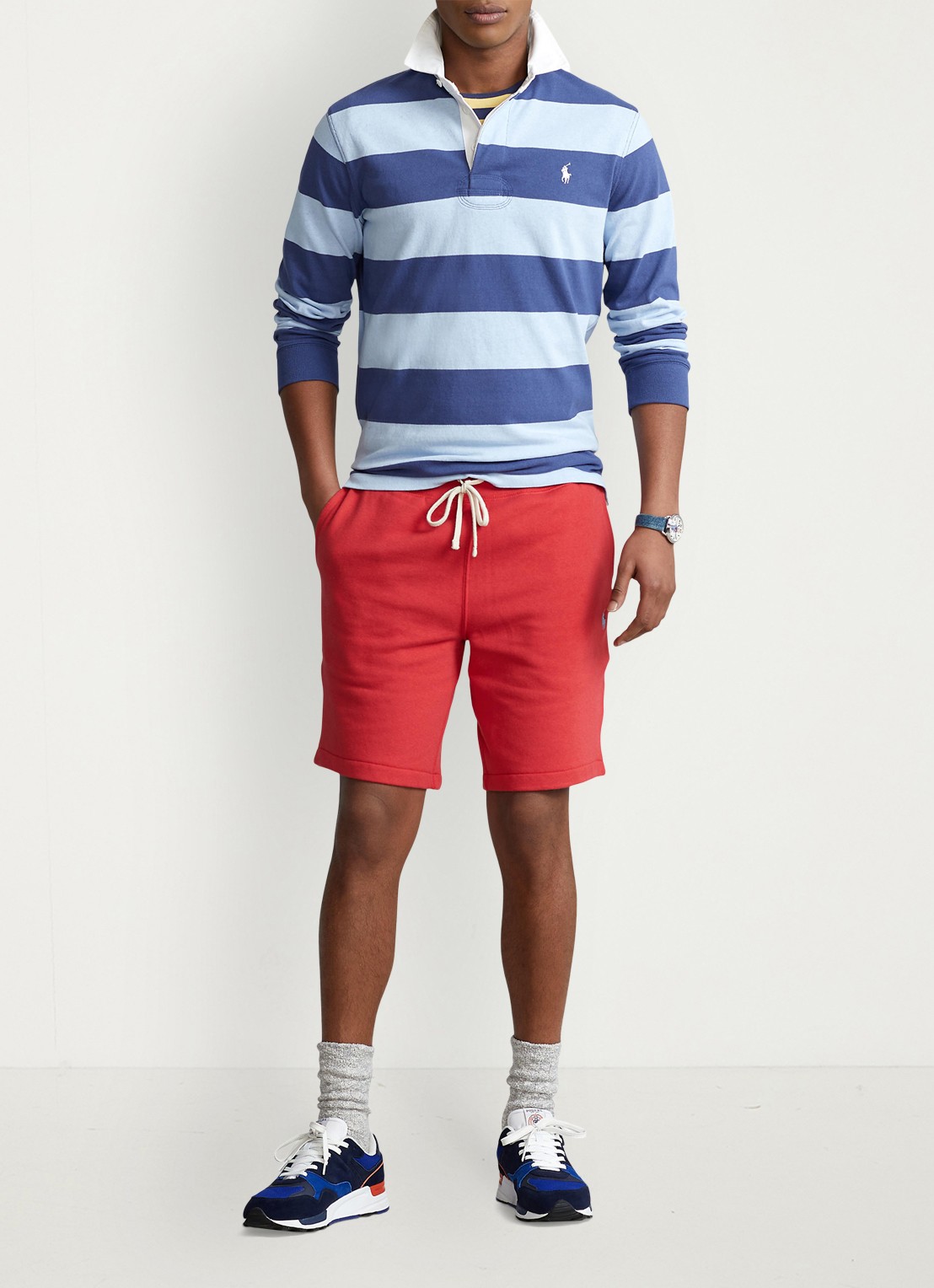 Ralph Lauren Regular fit polo met logo en streepprint - voorkant 5 light navy/office blue / blauw