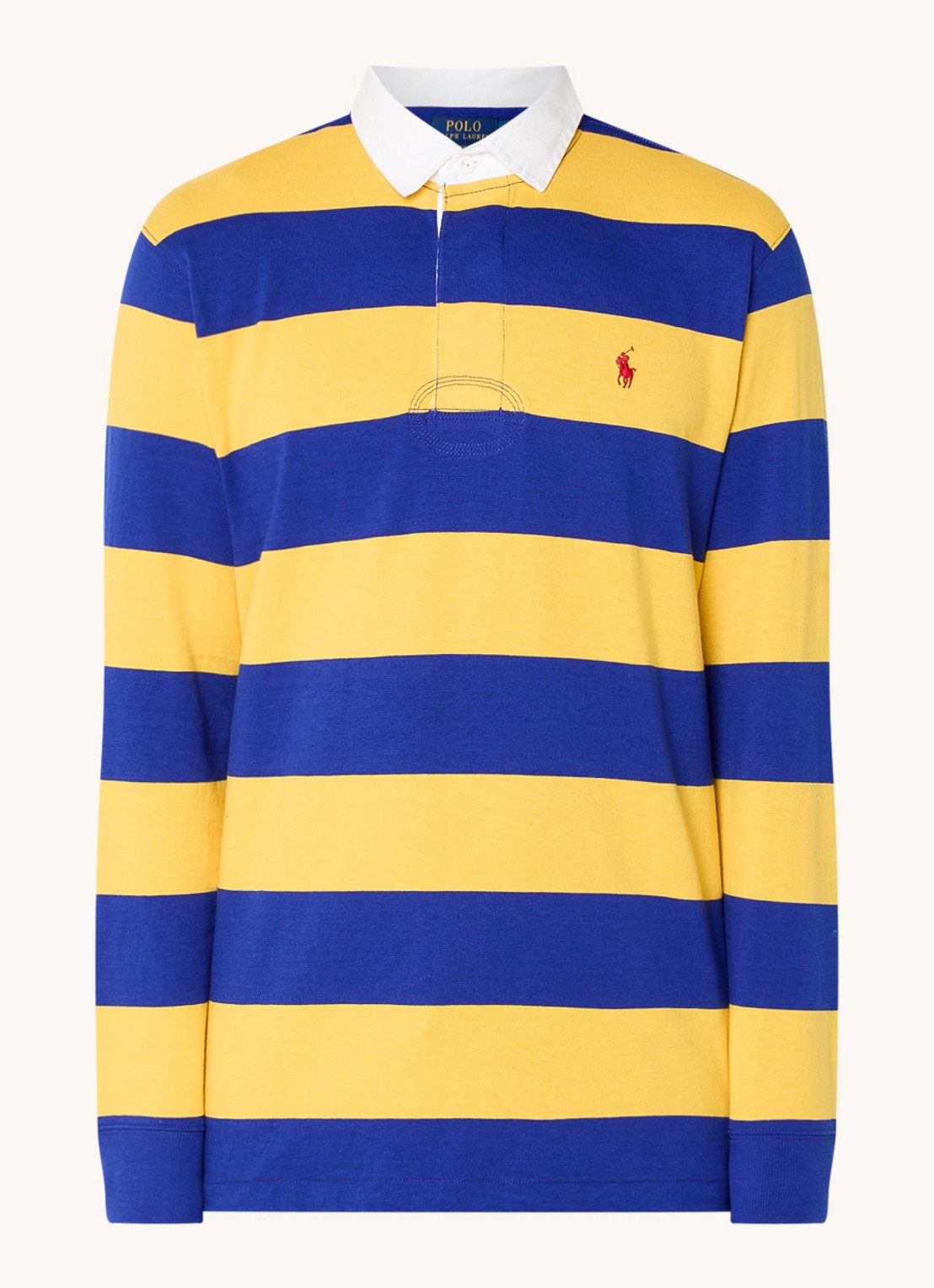 Ralph Lauren Regular fit polo met logo en streepprint - voorkant 2 lichtgeel