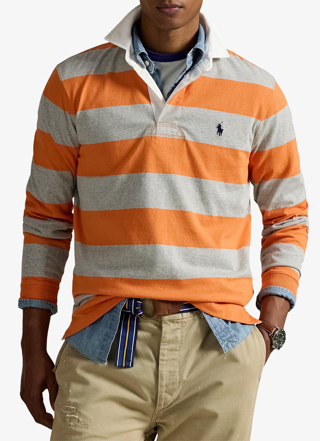 Ralph Lauren Regular fit polo met logo en streepprint - detail 4 bedford orange / oranje