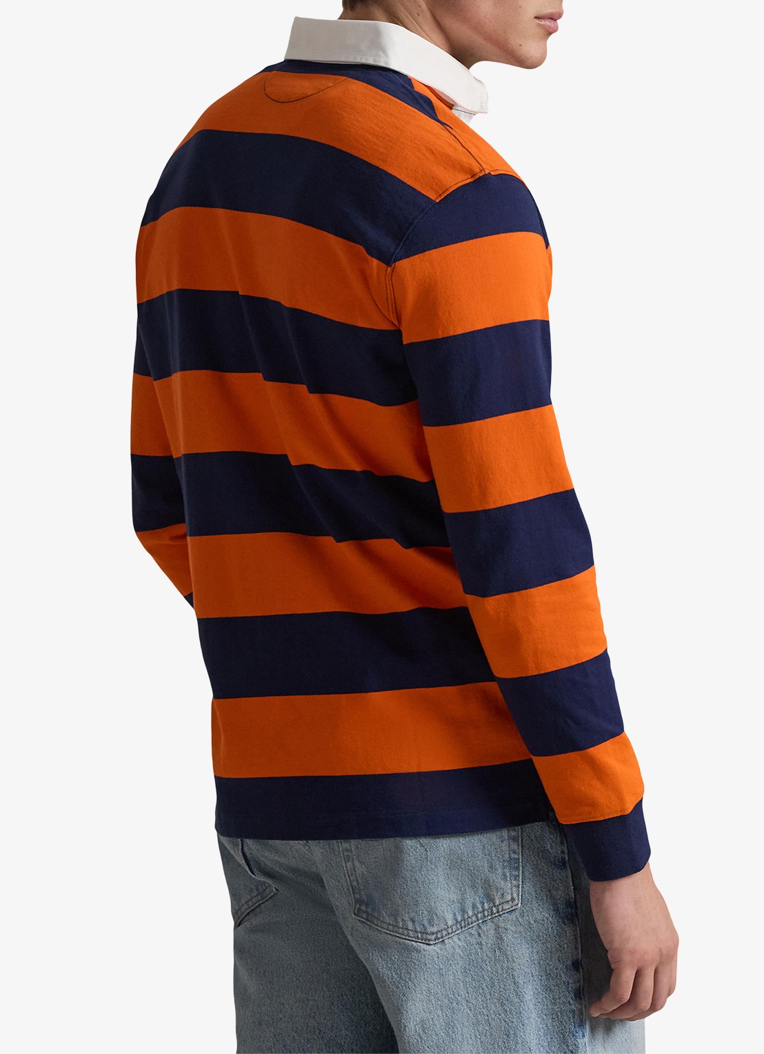 Ralph Lauren Regular fit polo met logo en streepprint - achterkant 5 sailing orange/newport navy / oranje